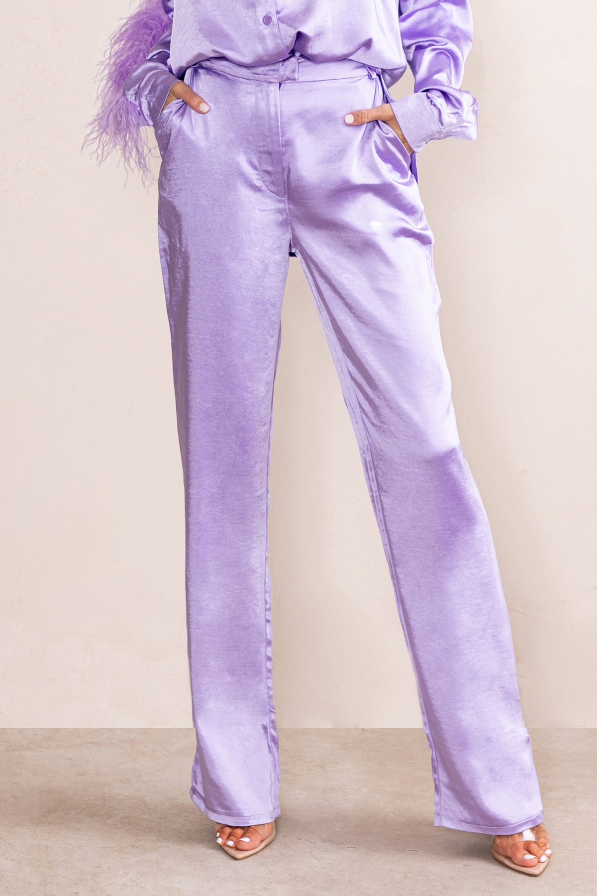 Evening Memories | Pantalones Anchos de Satén Lila
