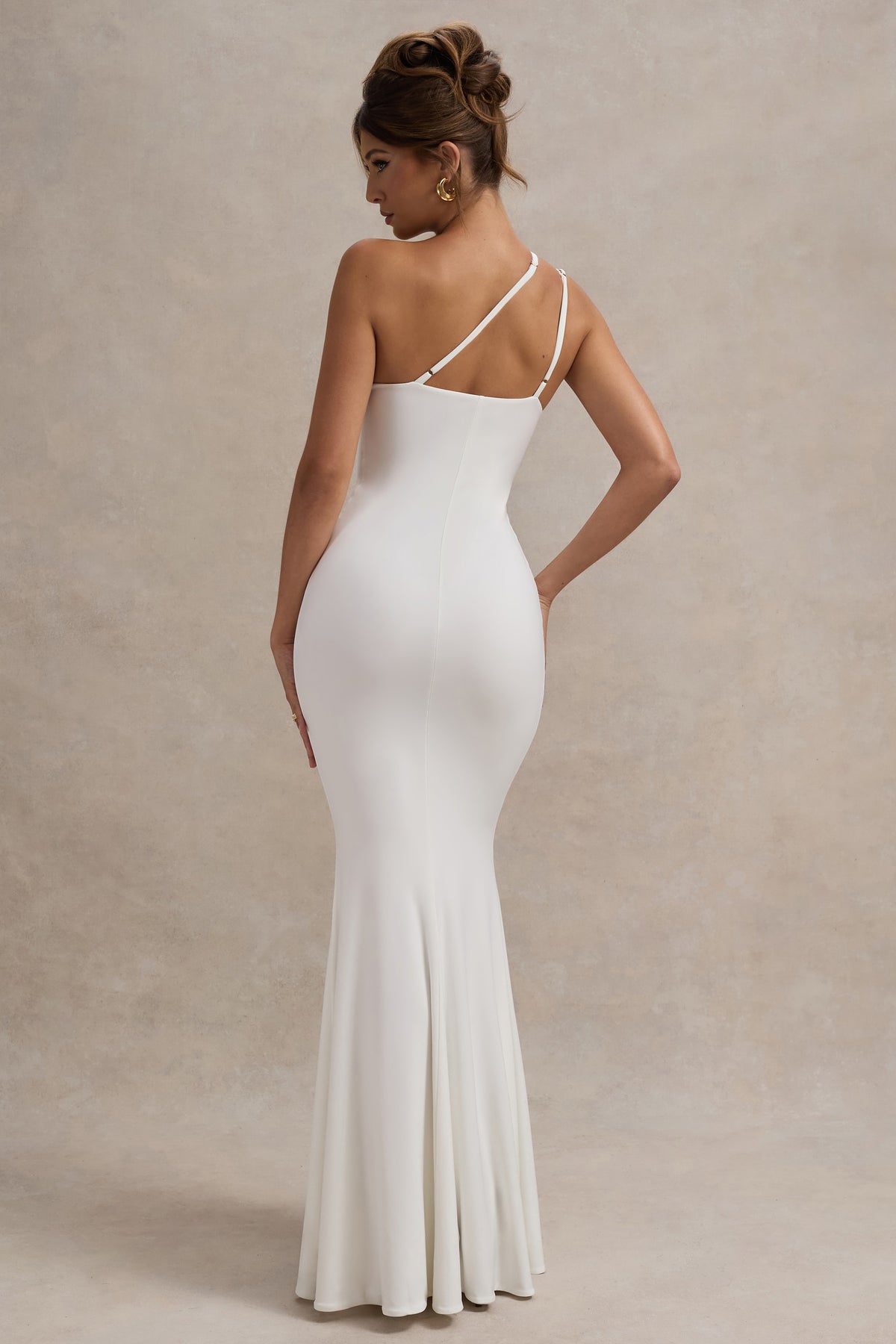 Neroli | Vestido largo asimétrico cruzado en color Blanco