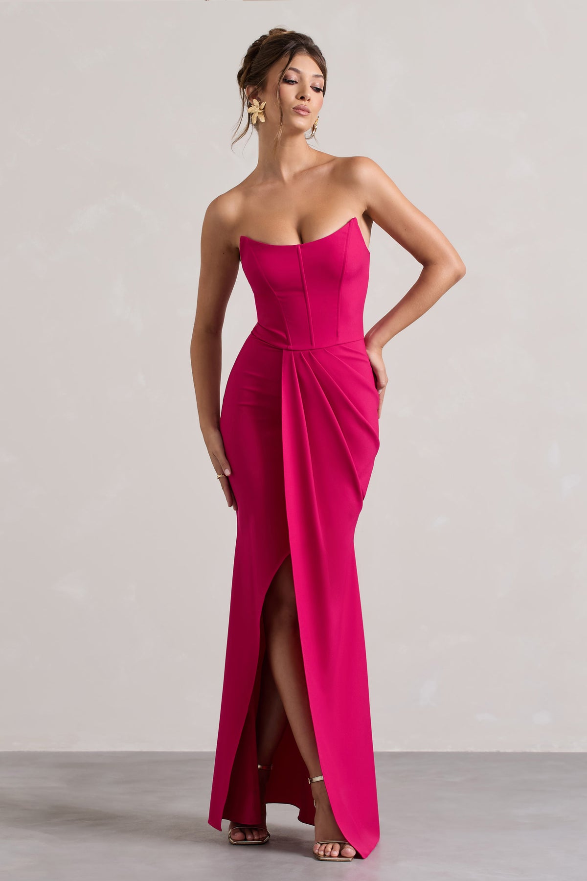 Brigitte | Vestido Largo con Corsé en Rosa Fucsia