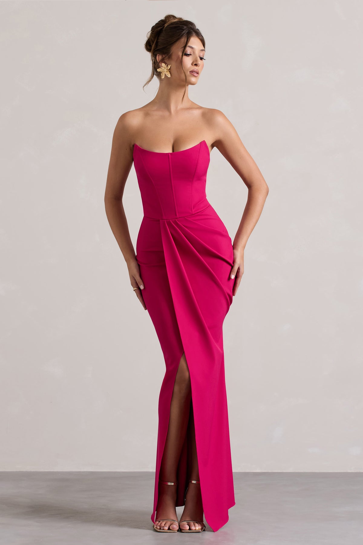 Brigitte | Vestido Largo con Corsé en Rosa Fucsia