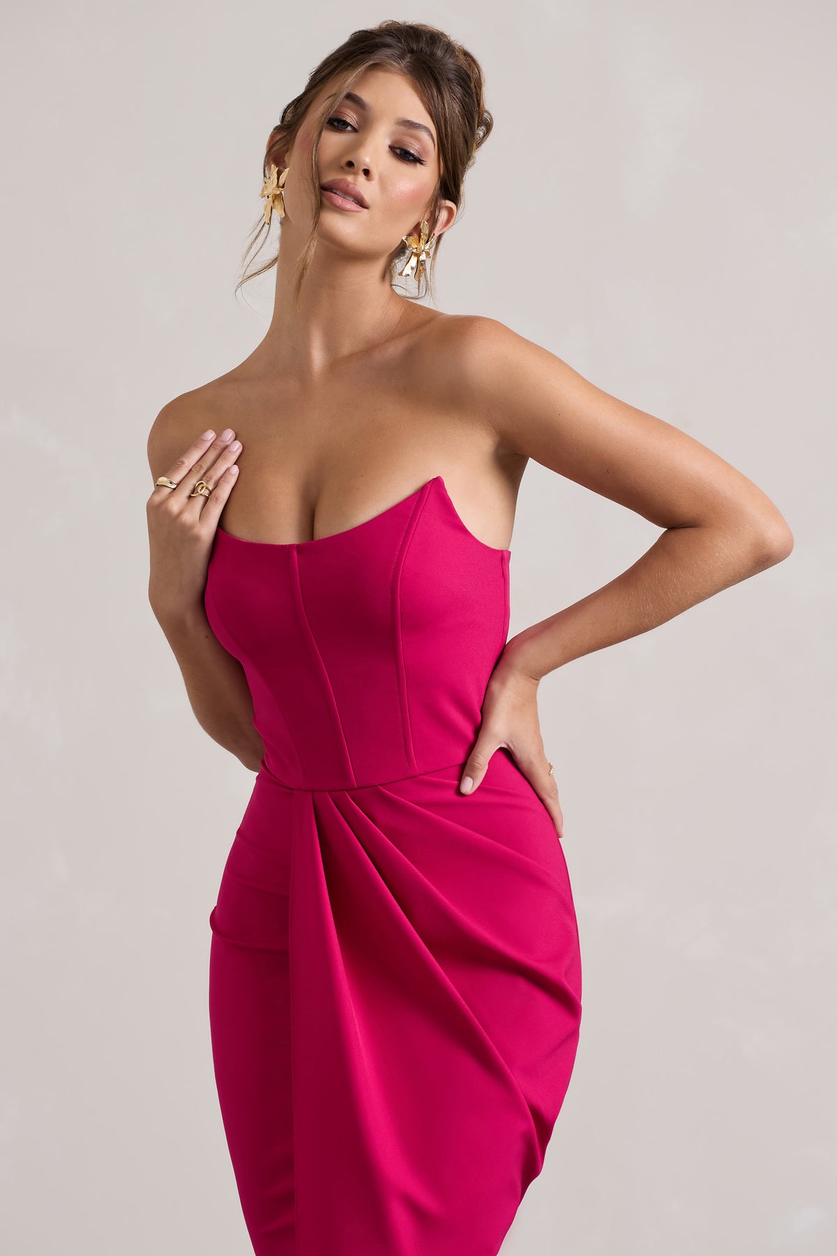Brigitte | Vestido Largo con Corsé en Rosa Fucsia