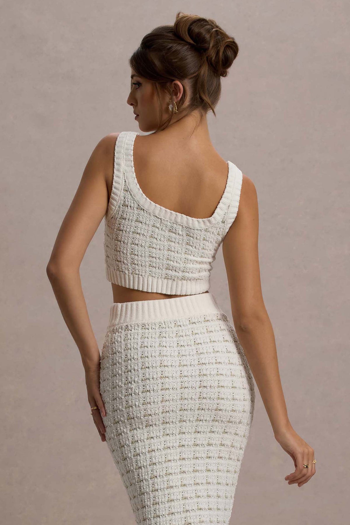 Dee | Top corto de Bouclé en color crema