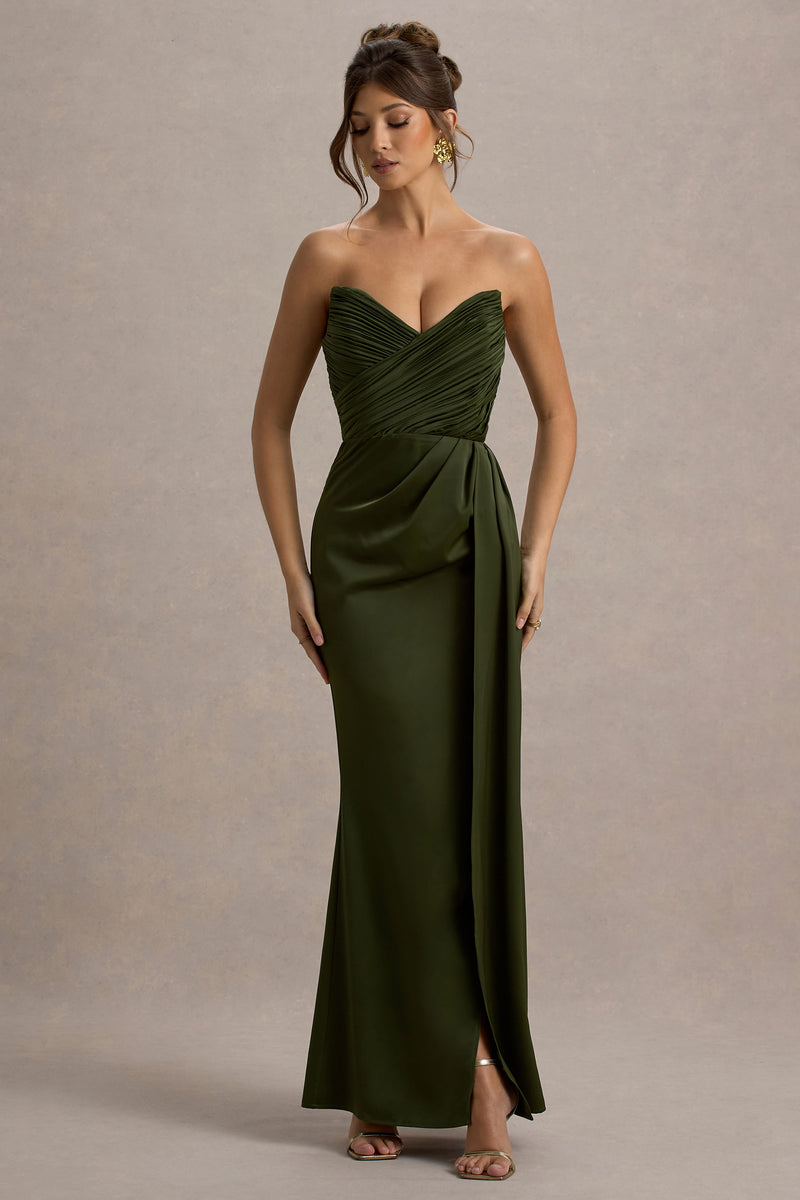 invitada vestido escote corazon drapeado