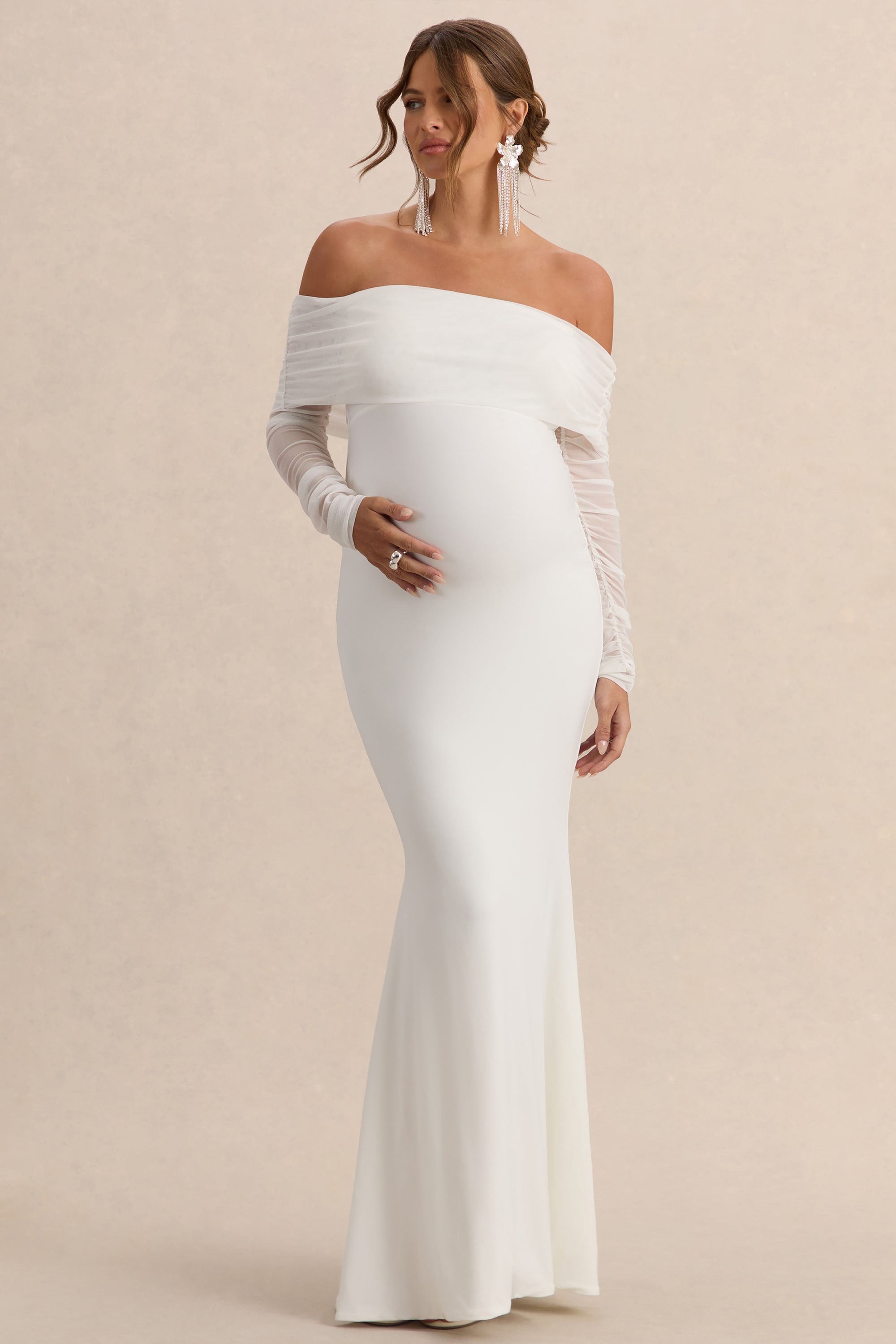 ECM_HR_CL126177005---Pretty-Perfect-White-Maternity-Ruched-Mesh-Bardot-Maxi-Dress--1.jpg