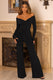 Hand On Heart | Mono Bardot Negro de Manga Larga con Frontal anudado