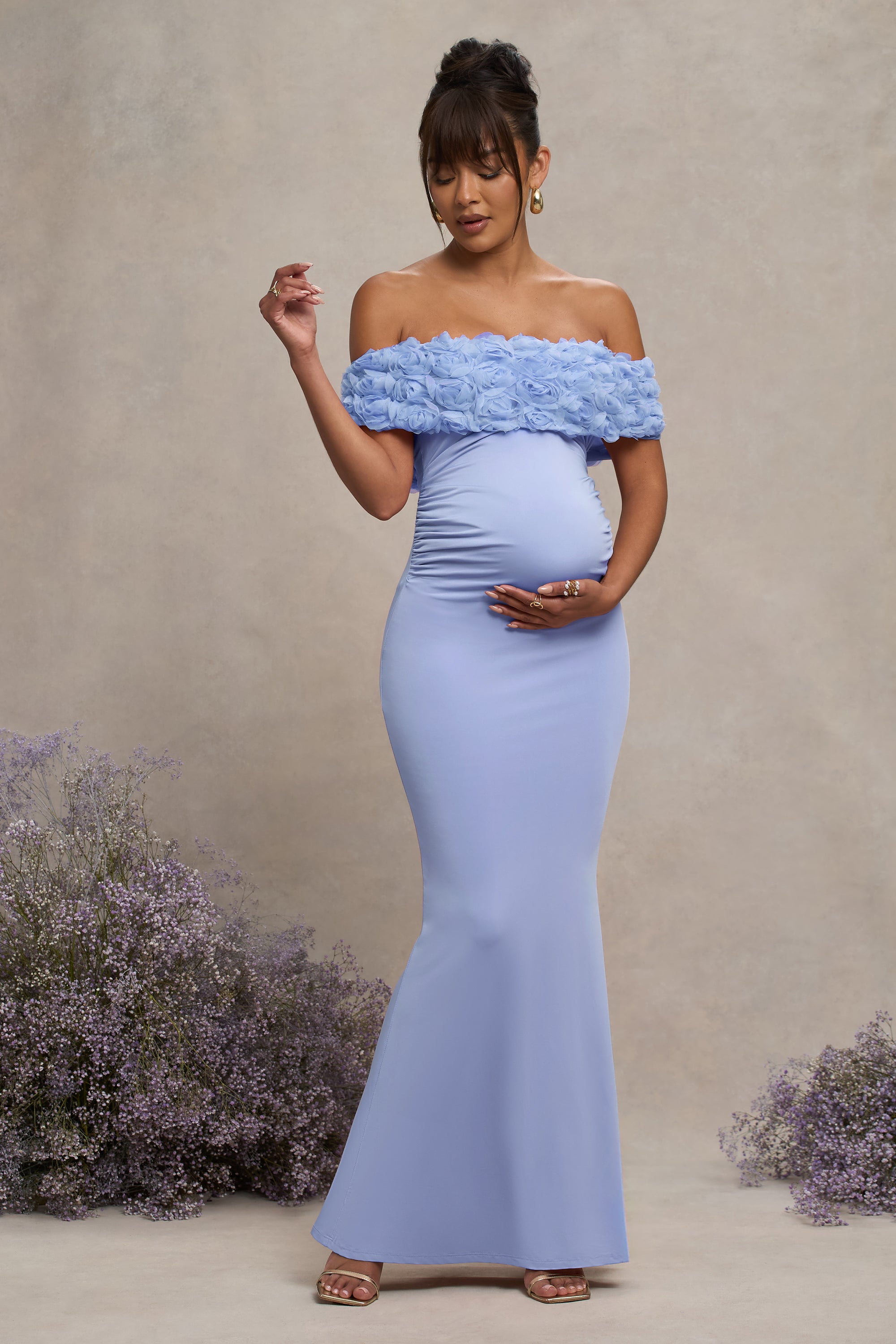 HR_CL129851312 - Inflorescence | Powder Blue Mesh Floral Bardot Maternity Maxi Dress3.jpg