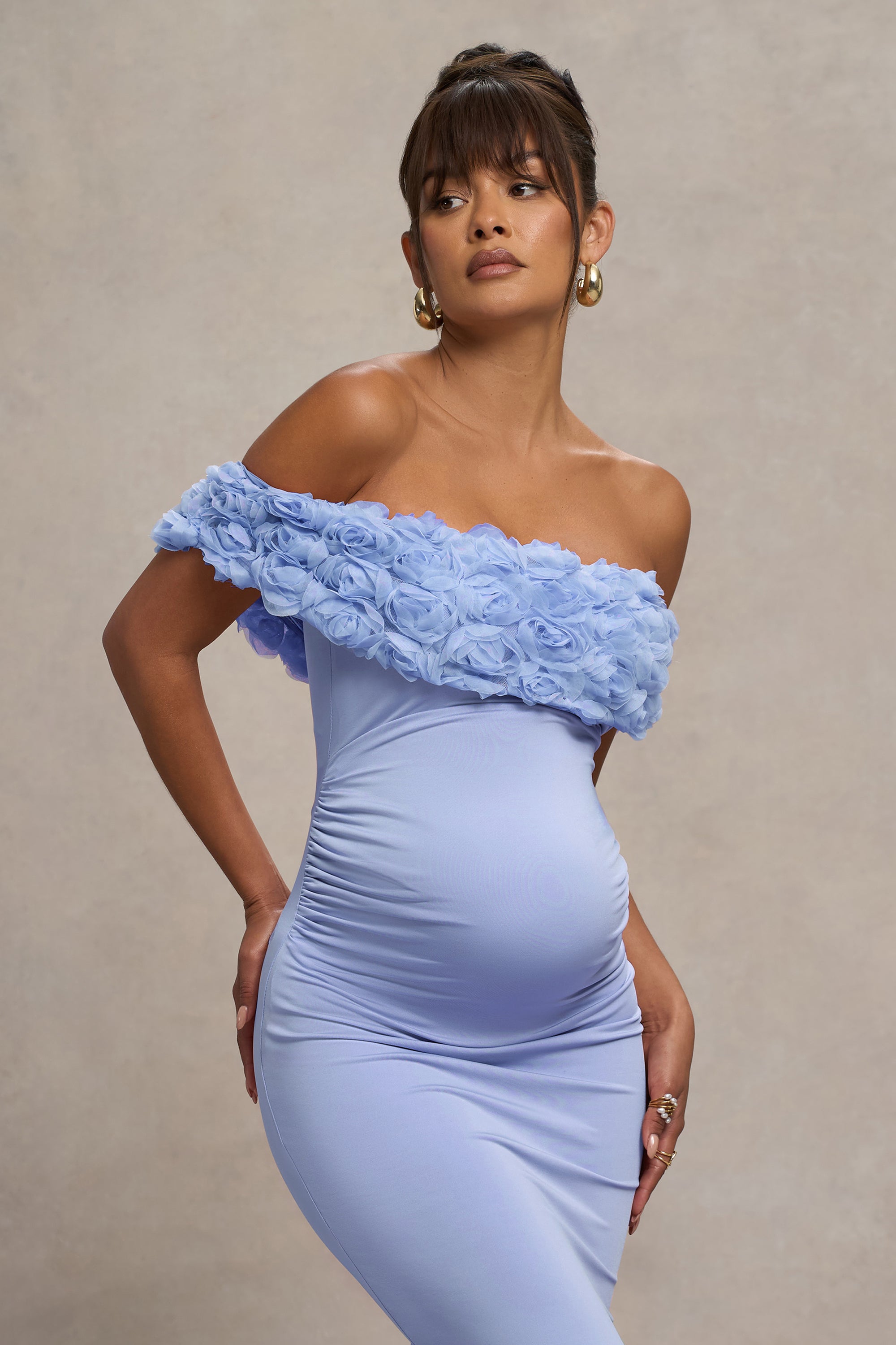 HR_CL129851312 - Inflorescence | Powder Blue Mesh Floral Bardot Maternity Maxi Dress5.jpg