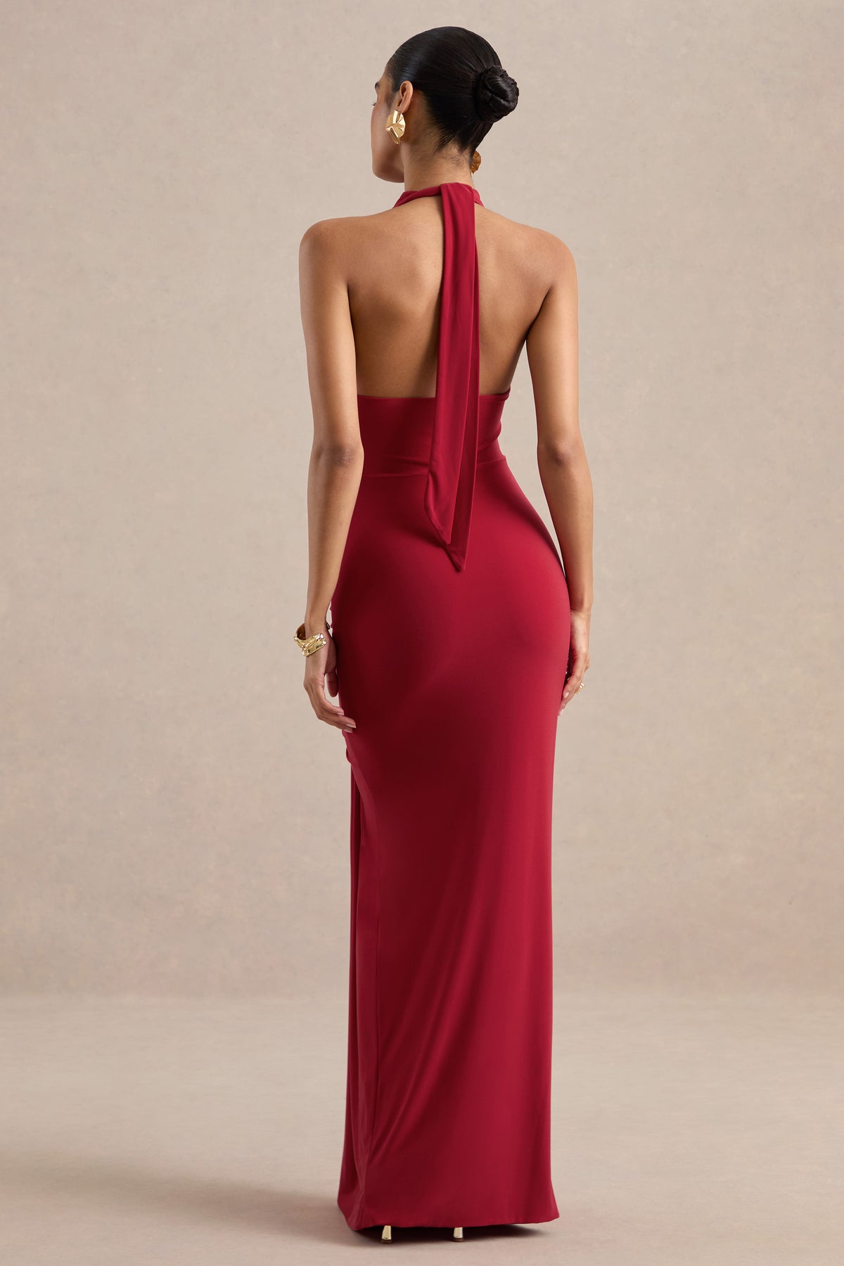 ECM_HR_CL135586100 - Sunflower _ Red High Neck Bodycon Maxi Dress with Thigh Split5.jpg