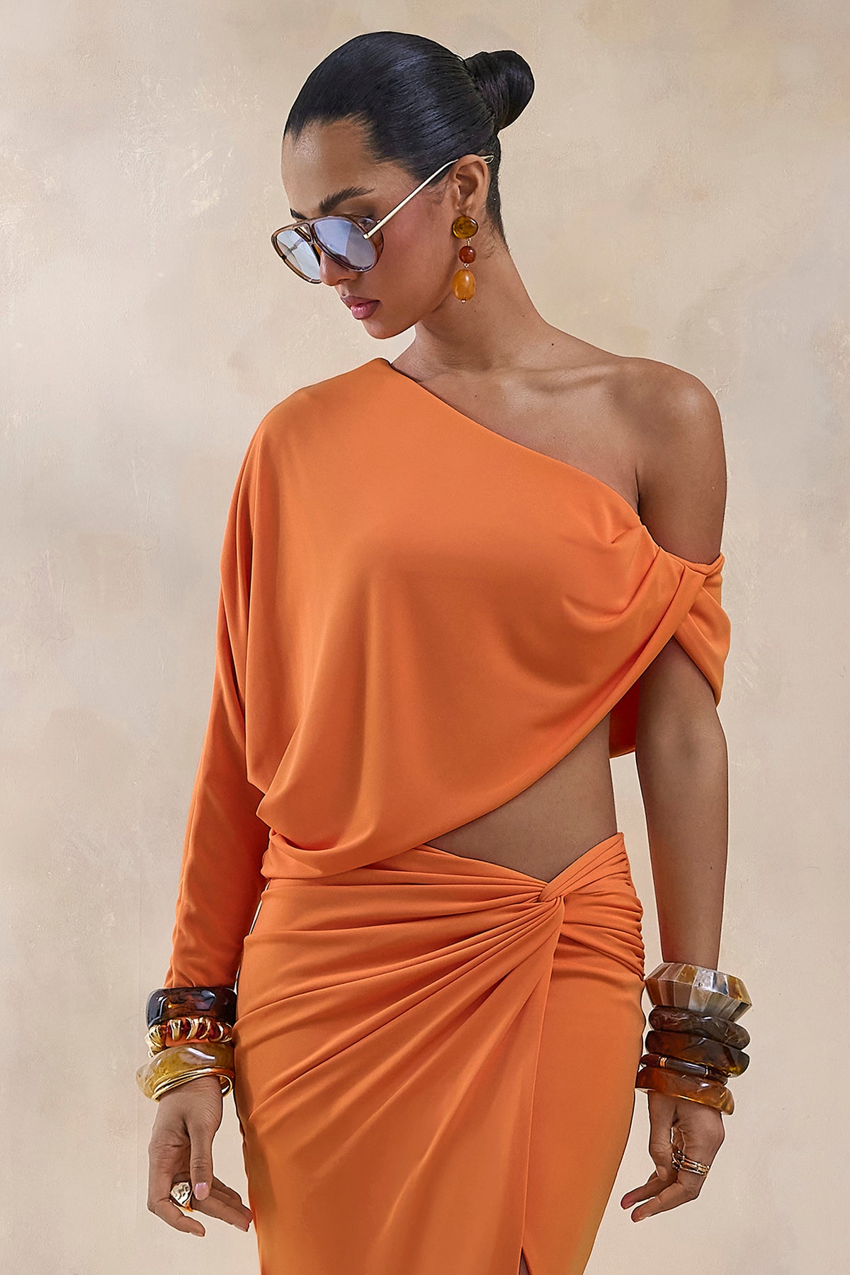 ECM_HR_CL13627701 - Dua _ Orange Asymmetric One-Sleeve Draped Top  0 (1).jpg