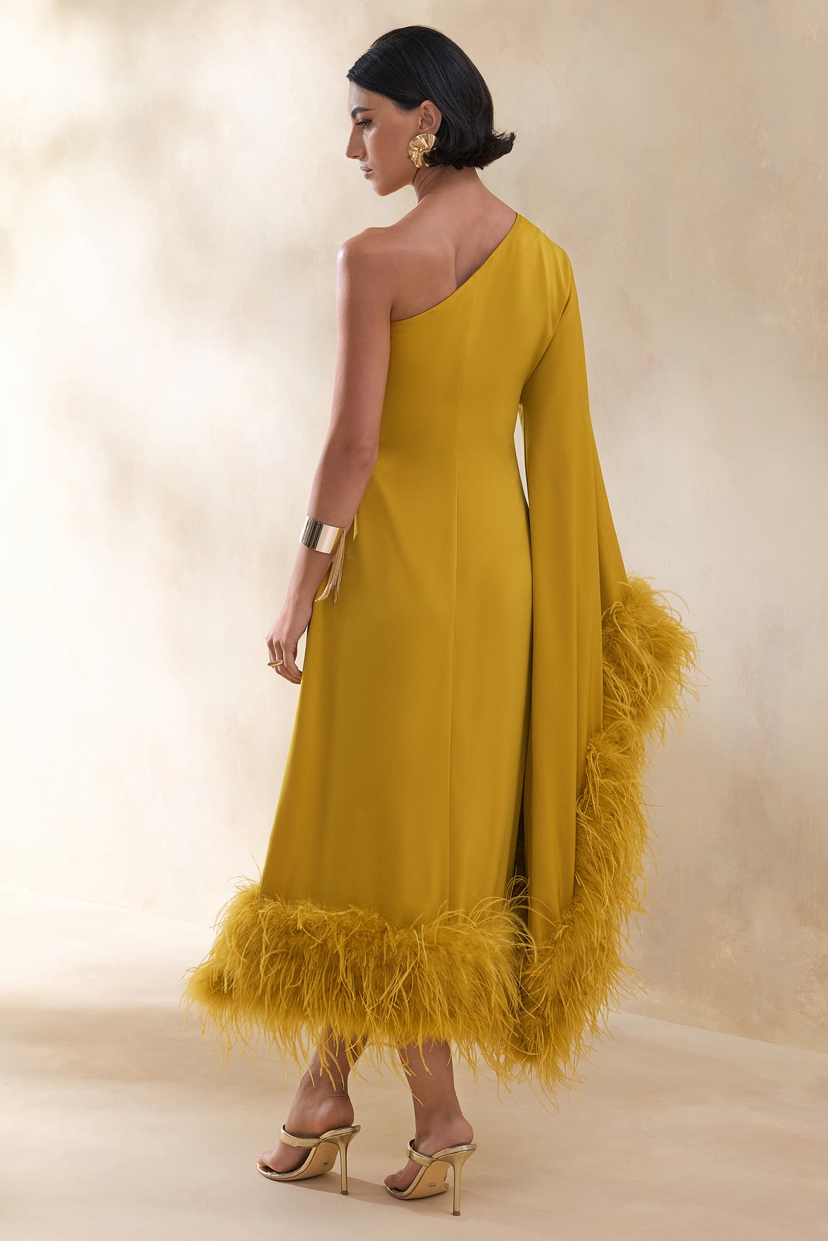 ECM_HR_CL136382382 Destiny _ Yellow Satin Asymmetric-Neck Midi Dress With Feather Details 6.jpg
