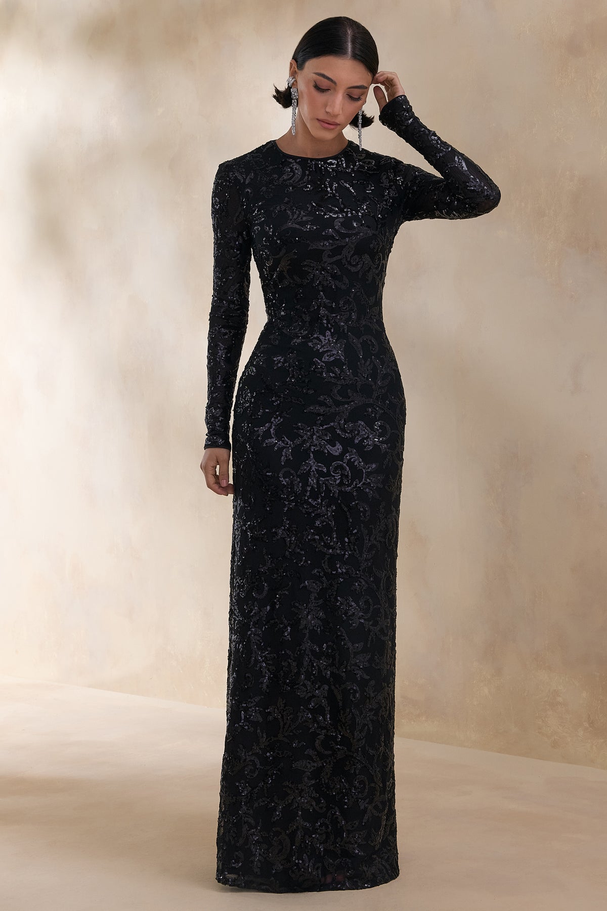 ECM_HR_CL136700002 Stellar _ Black Embellished Lace High-Neck Maxi Dress With Long Sleeves 2.jpg