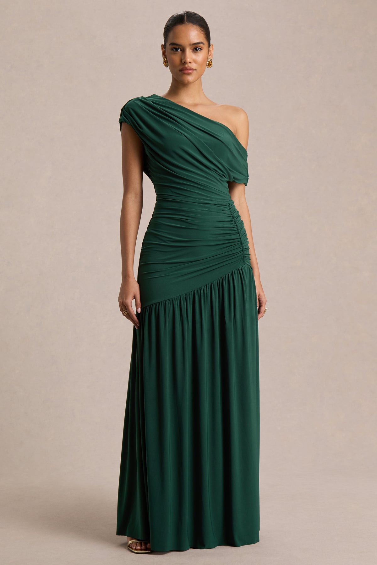HR_CL136828038 - Kady Dark Green Asymmetric-Neck Maxi Dress With Ruched Detailing and Front-High Split 01H.jpg