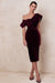 ECM_CL136897101 - High End | Burgundy Velvet Asymmetric-Neck Midi Dress With Draped Detailing 01 .jpg