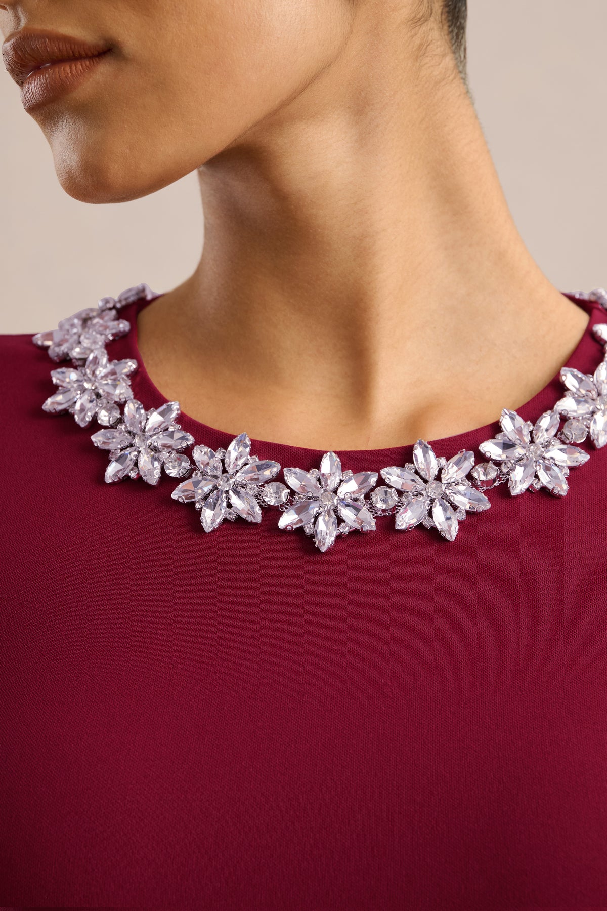 ECM_HR_CL137003069 - Jovana _ Burgundy Hand-Embellished Crew-Neck Midi Dress With Drop Waist4.jpg