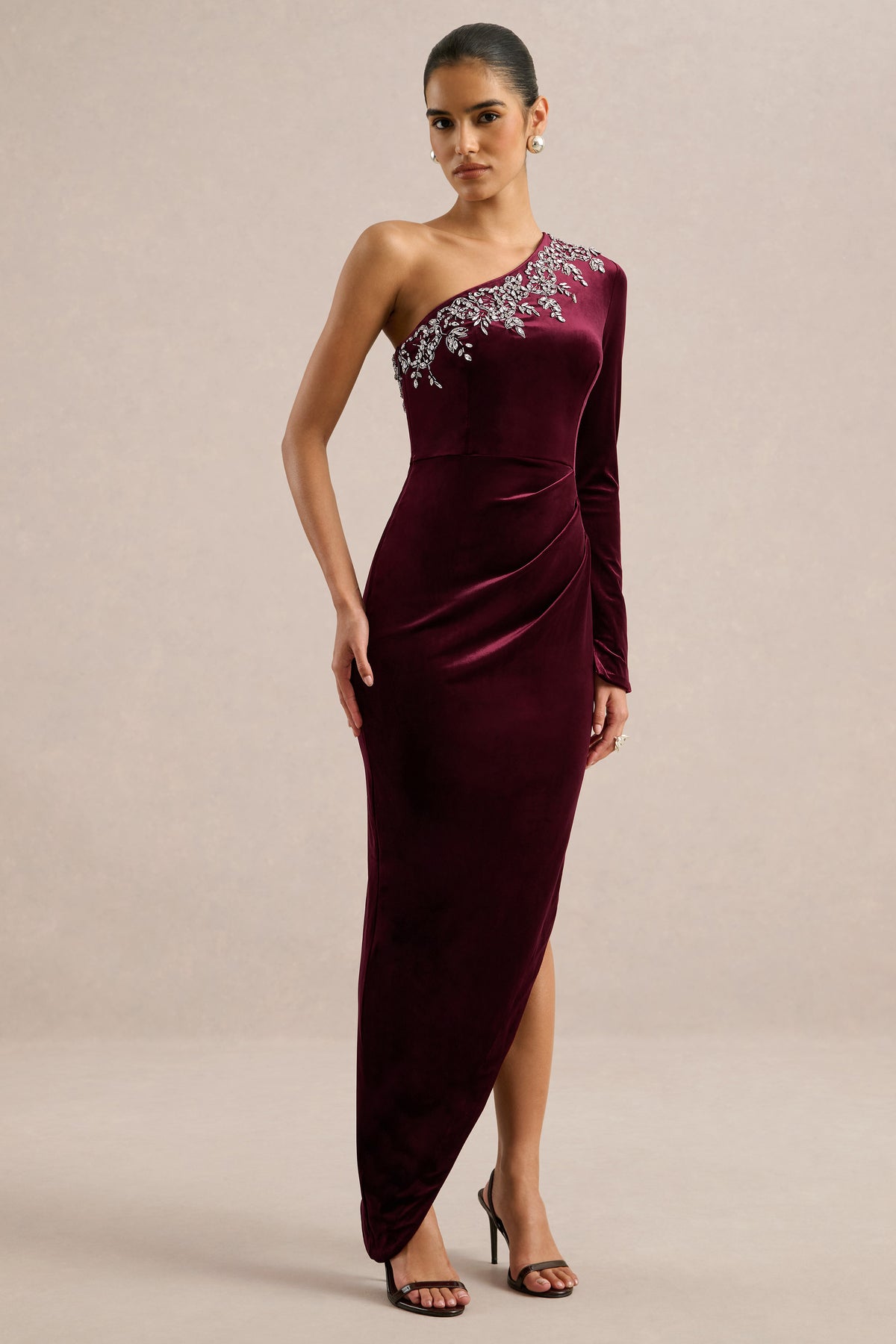 ECM_HR_CL137010069 - Nyssa _ Burgundy Embellished Asymmetric-Neck Maxi Dress2.jpg