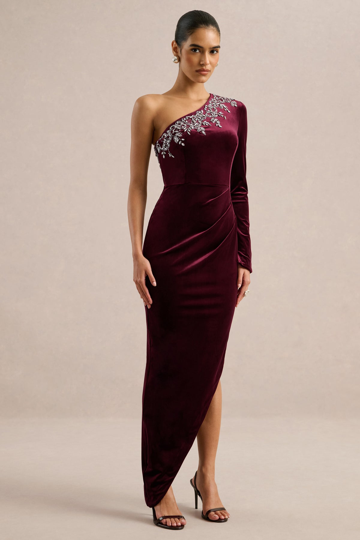 ECM_HR_CL137010069 - Nyssa _ Burgundy Embellished Asymmetric-Neck Maxi Dress3.jpg