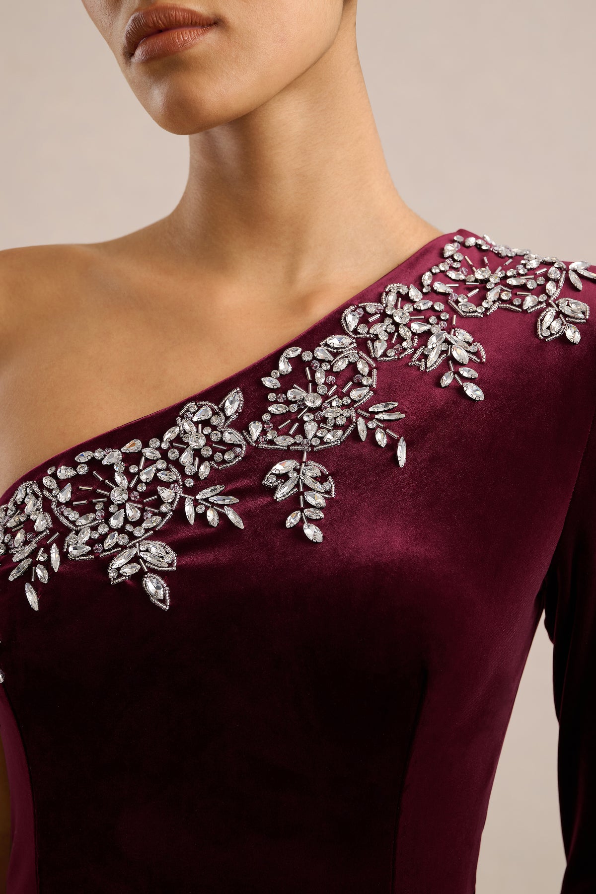 ECM_HR_CL137010069 - Nyssa _ Burgundy Embellished Asymmetric-Neck Maxi Dress4.jpg