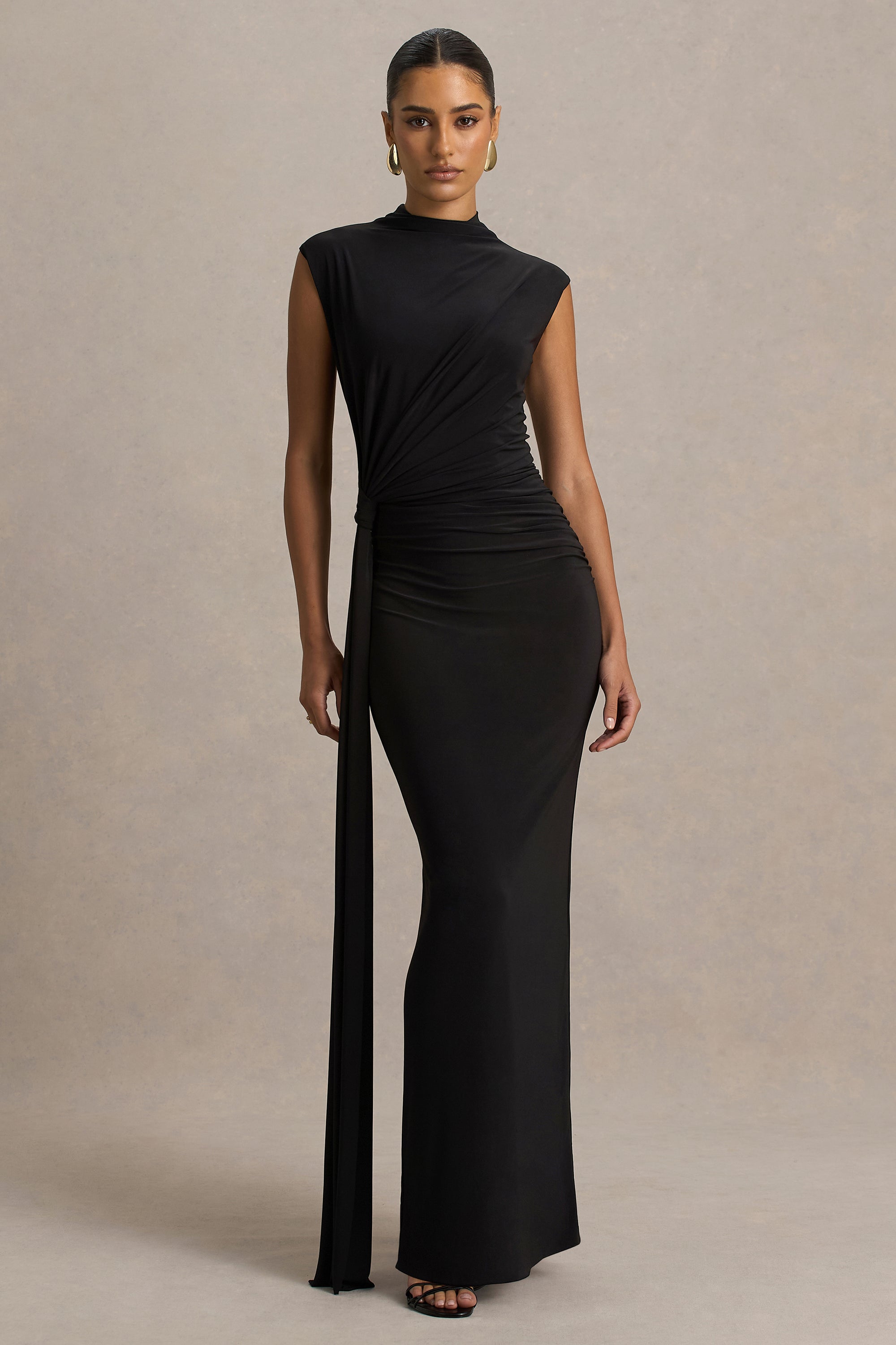 HR_CL137084002 - Solene Black High-Neck Maxi Dress With Wrap And Drape Detail 01.jpg