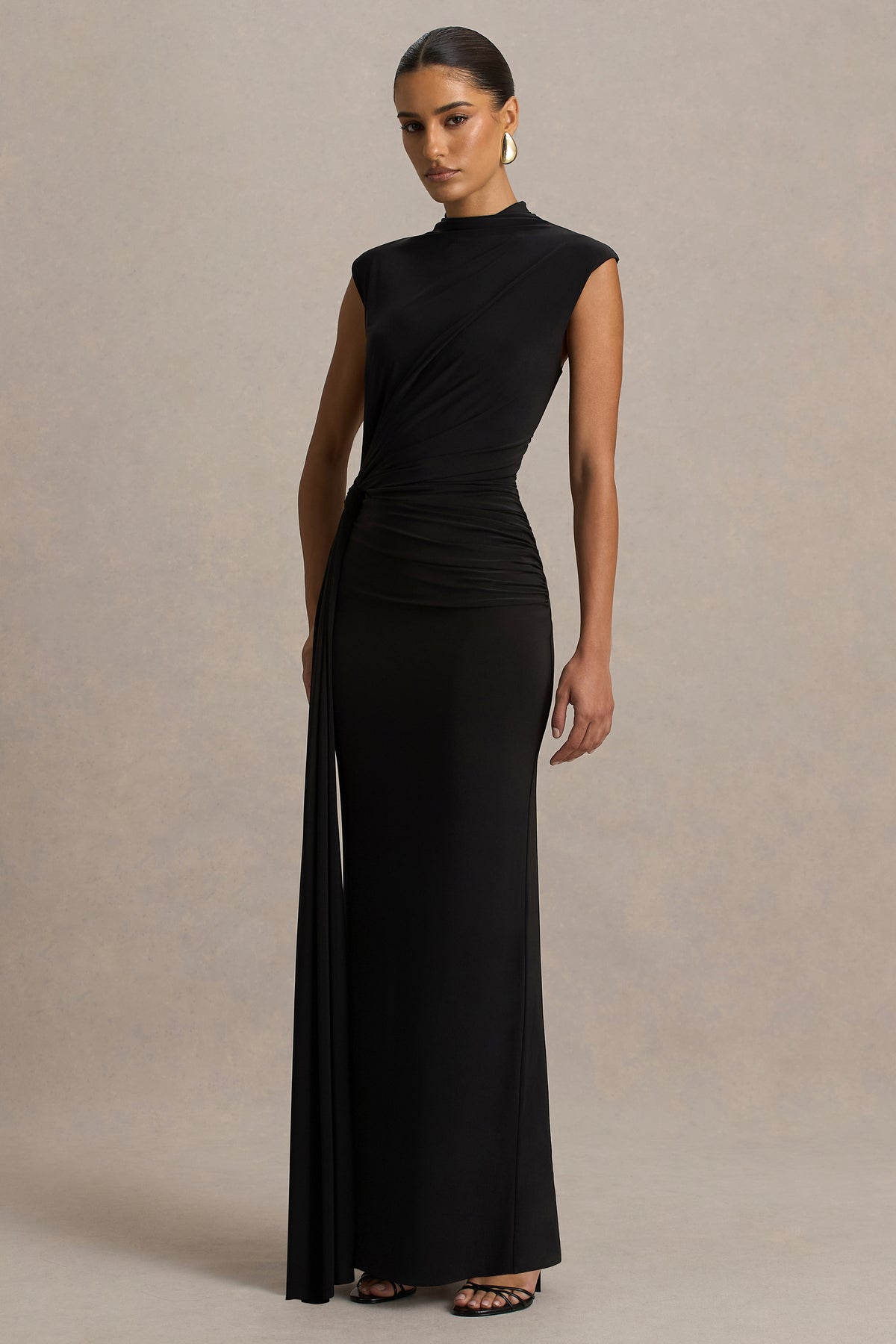 HR_CL137084002 - Solene Black High-Neck Maxi Dress With Wrap And Drape Detail 03.jpg