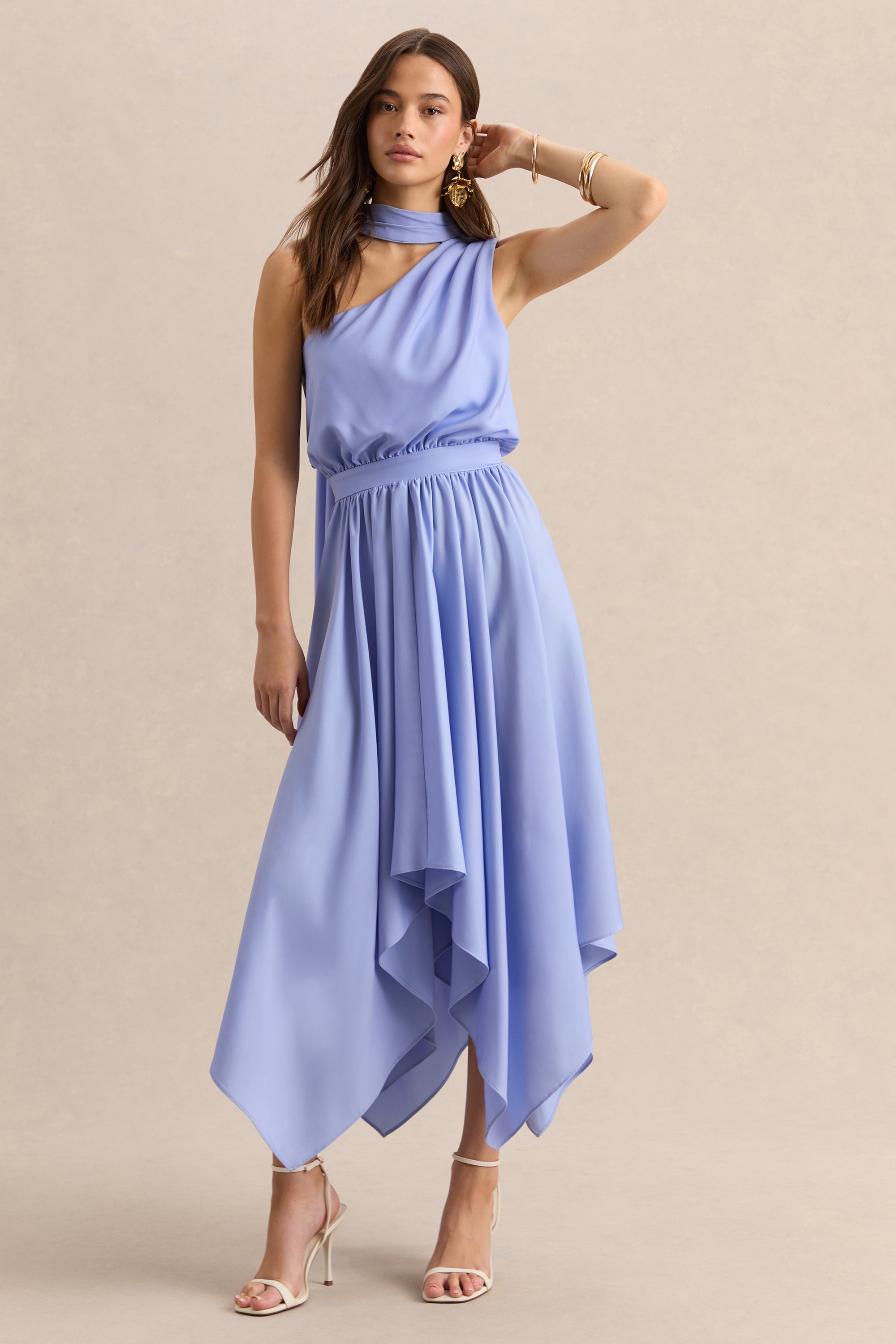 ECM_HR_CL137146013 - Caluna - Powder Blue Satin Asymmetric-Neck Midi Dress With Scarf-Detail 01.jpg