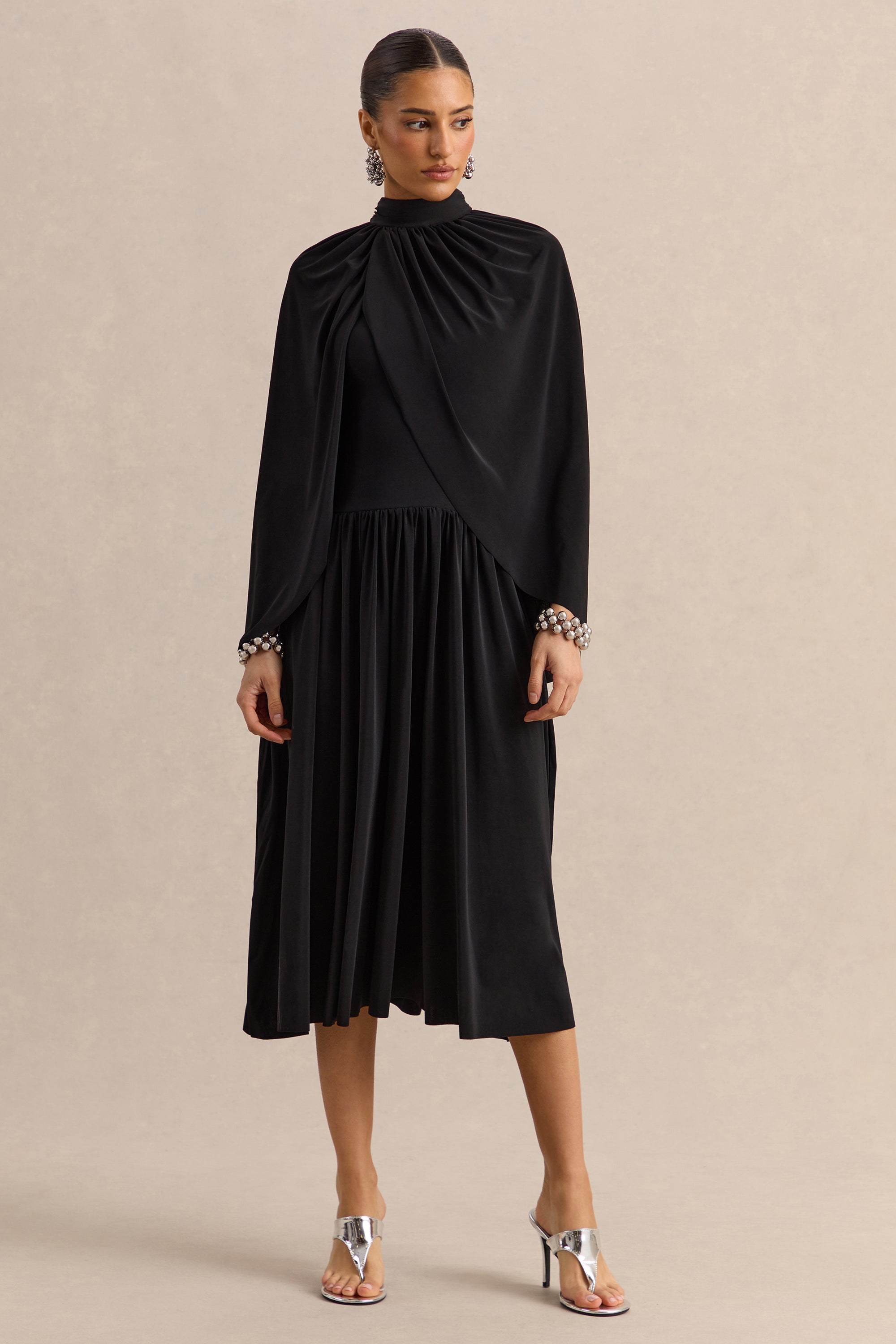 HR_CL137203001 - Honora _ Black High-Neck Maxi Dress With Cape-Sleeves_01.jpg
