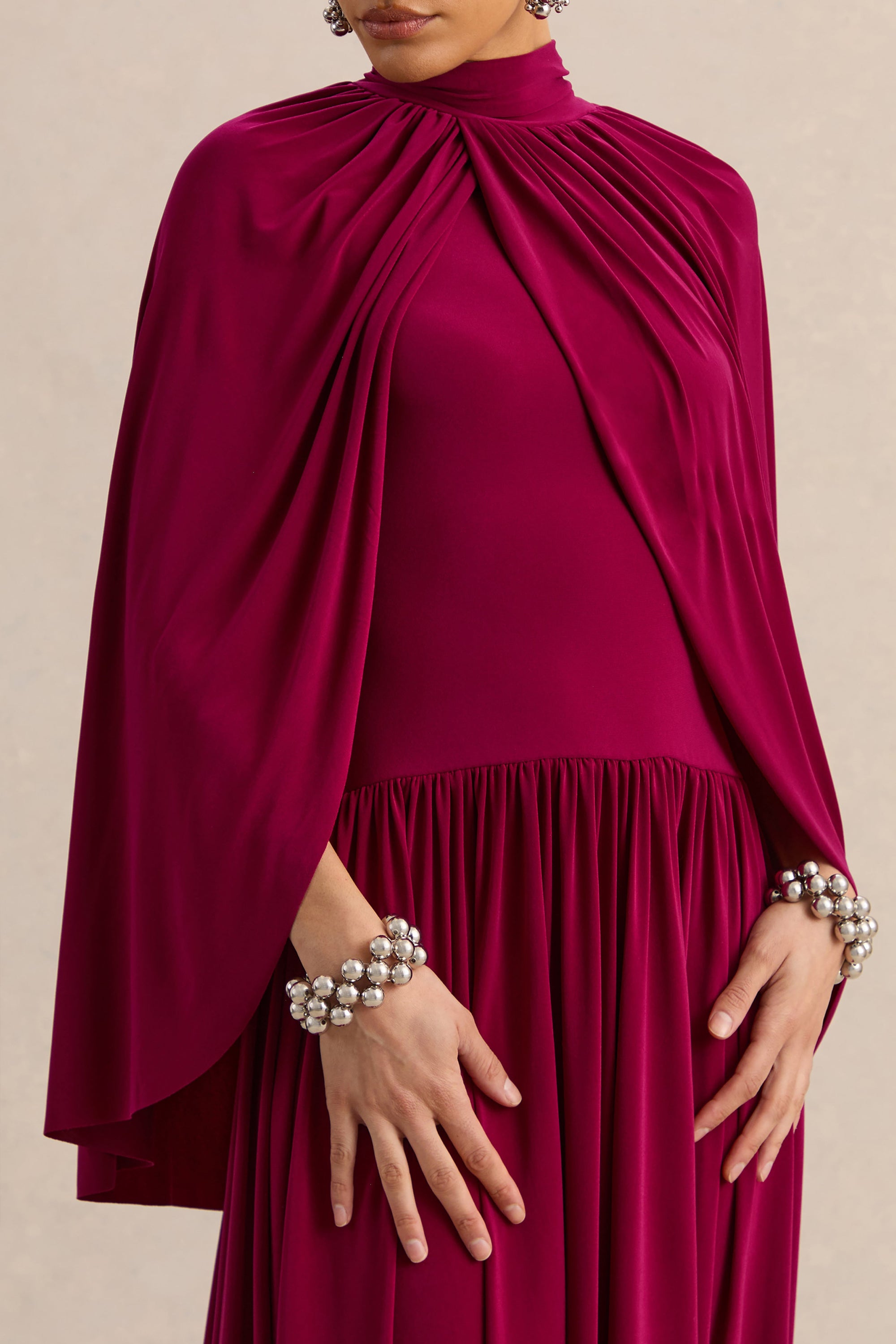 CL13720310206_ECM_HR_CL137203102---Honora---Burgundy-High-Neck-Maxi-Dress-With-Cape-Sleeves---106
