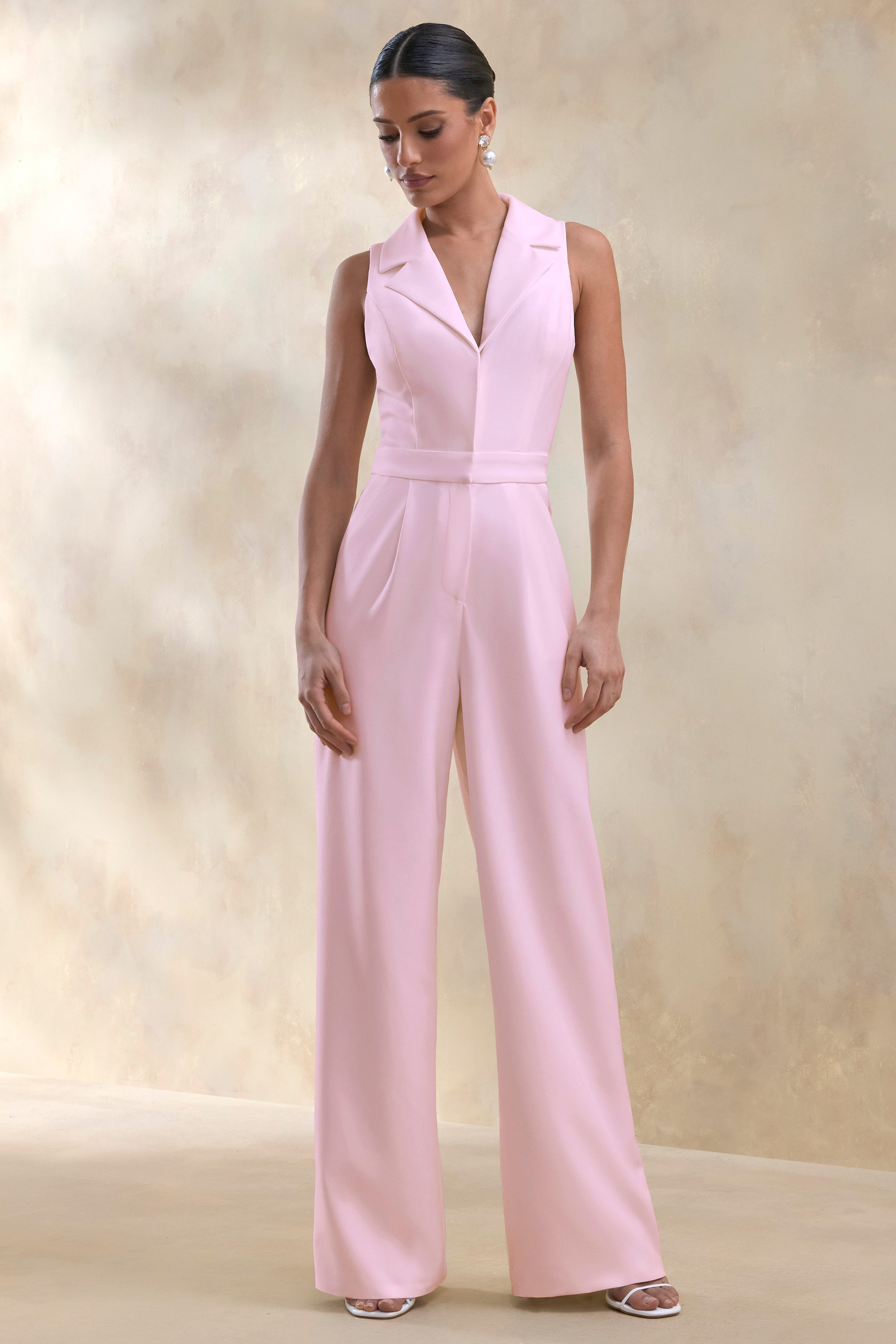 ECM_HR_CCL137207081 - Brillora Light Pink Plunge-Neck Tailored Jumpsuit 0.jpg