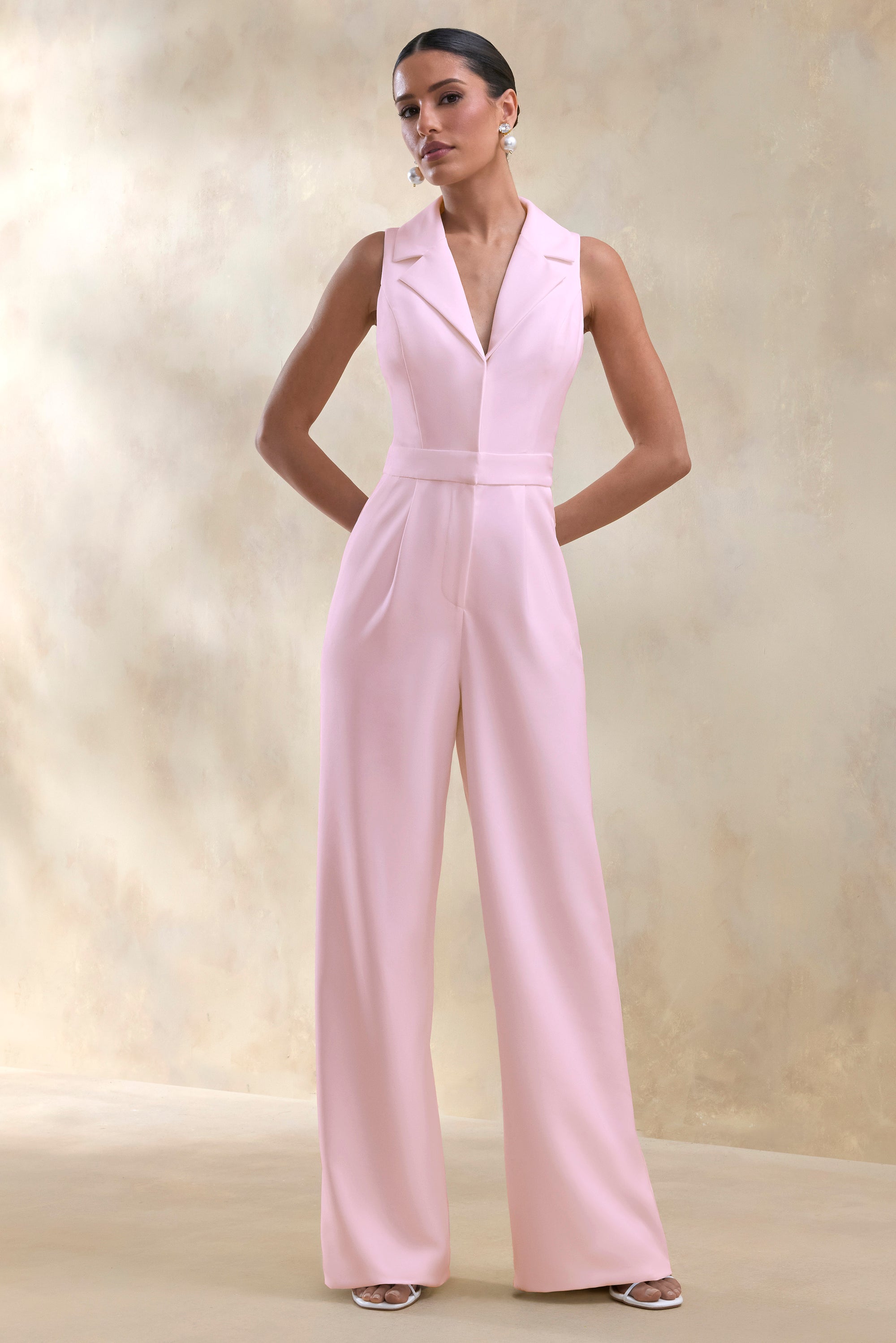 ECM_HR_CCL137207081 - Brillora Light Pink Plunge-Neck Tailored Jumpsuit 1.jpg