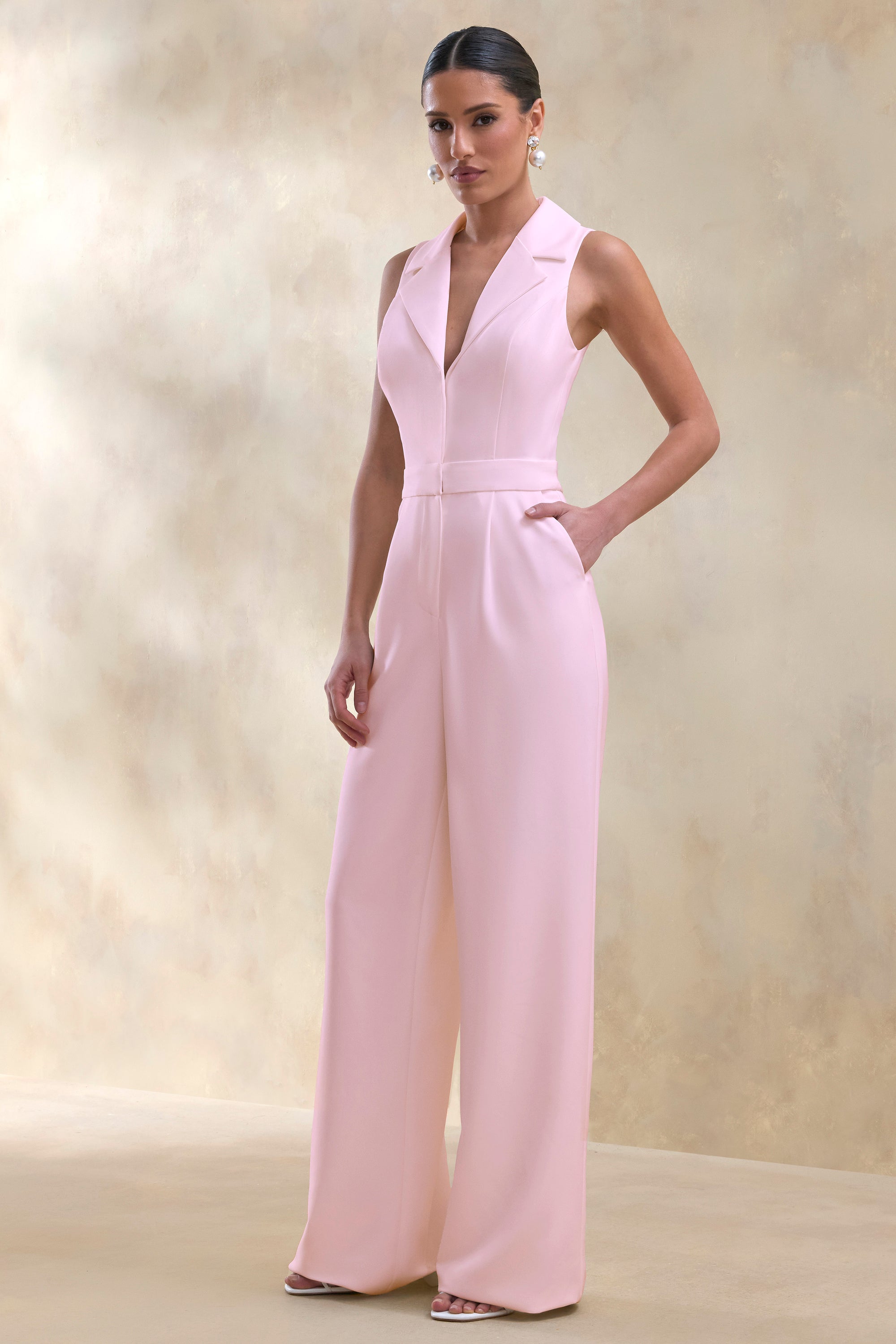 ECM_HR_CCL137207081 - Brillora Light Pink Plunge-Neck Tailored Jumpsuit 2.jpg
