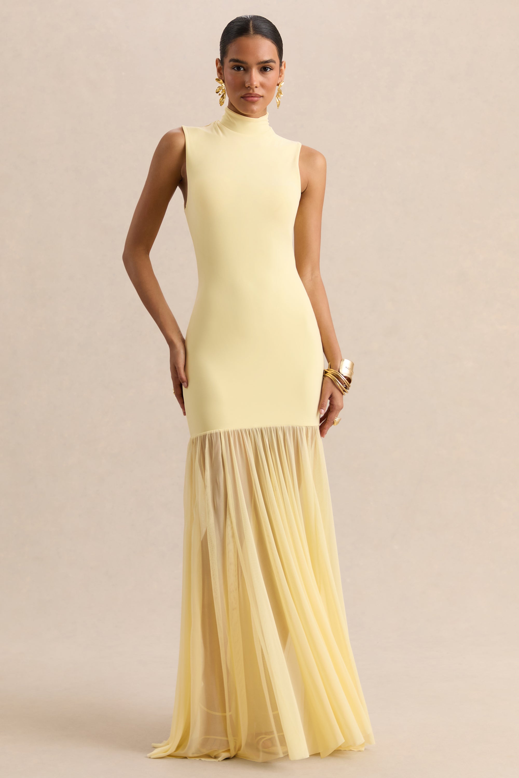 ECM_HR_CL137295121 - Felina - Lemon High-Neck Maxi Dress With Sheer-Skirt 01_HERO.jpg