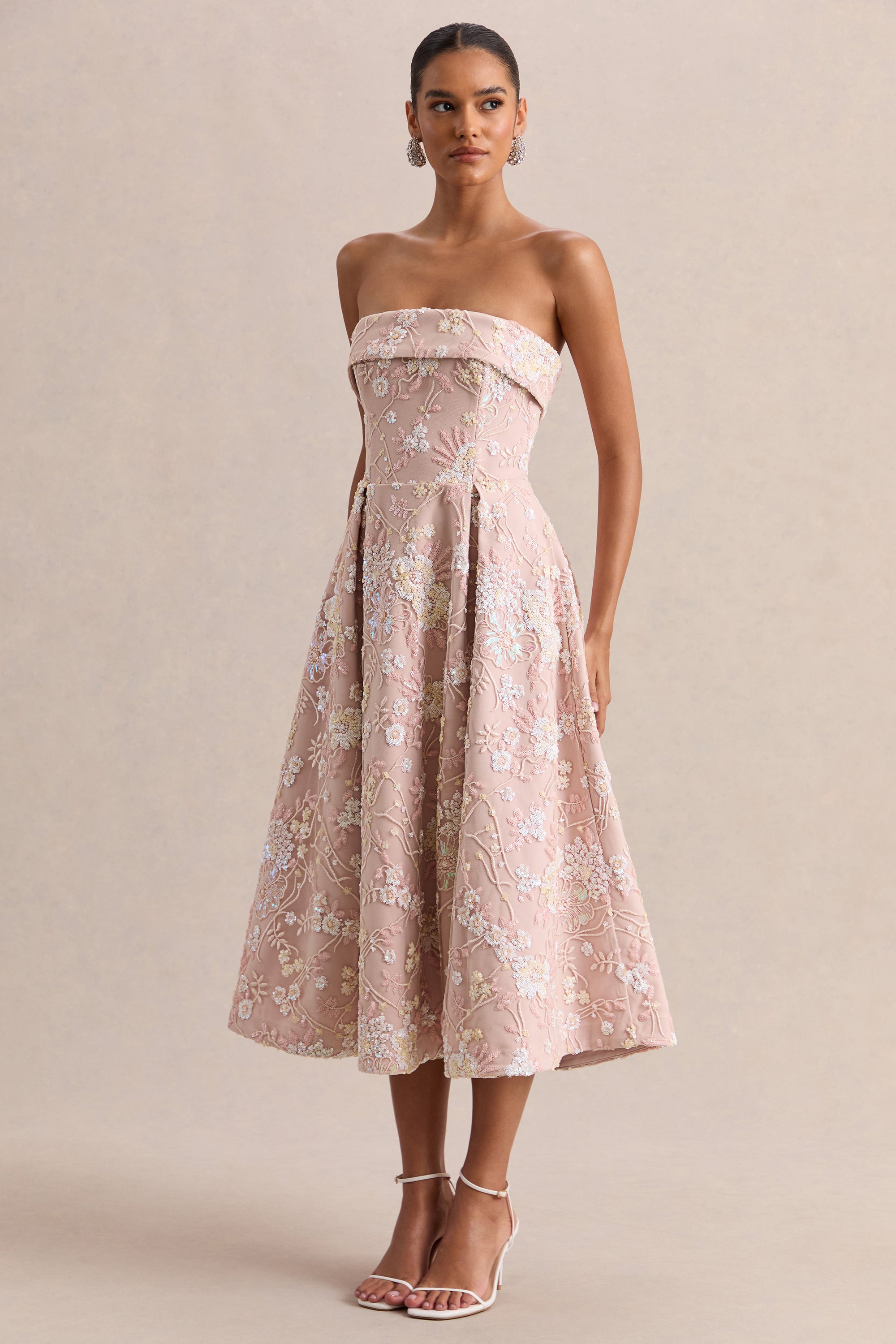 ECM_HR_CL137304042 - Amaris _ Pink Embellished Floral Bandeau Skater Midi Dress 01.jpg
