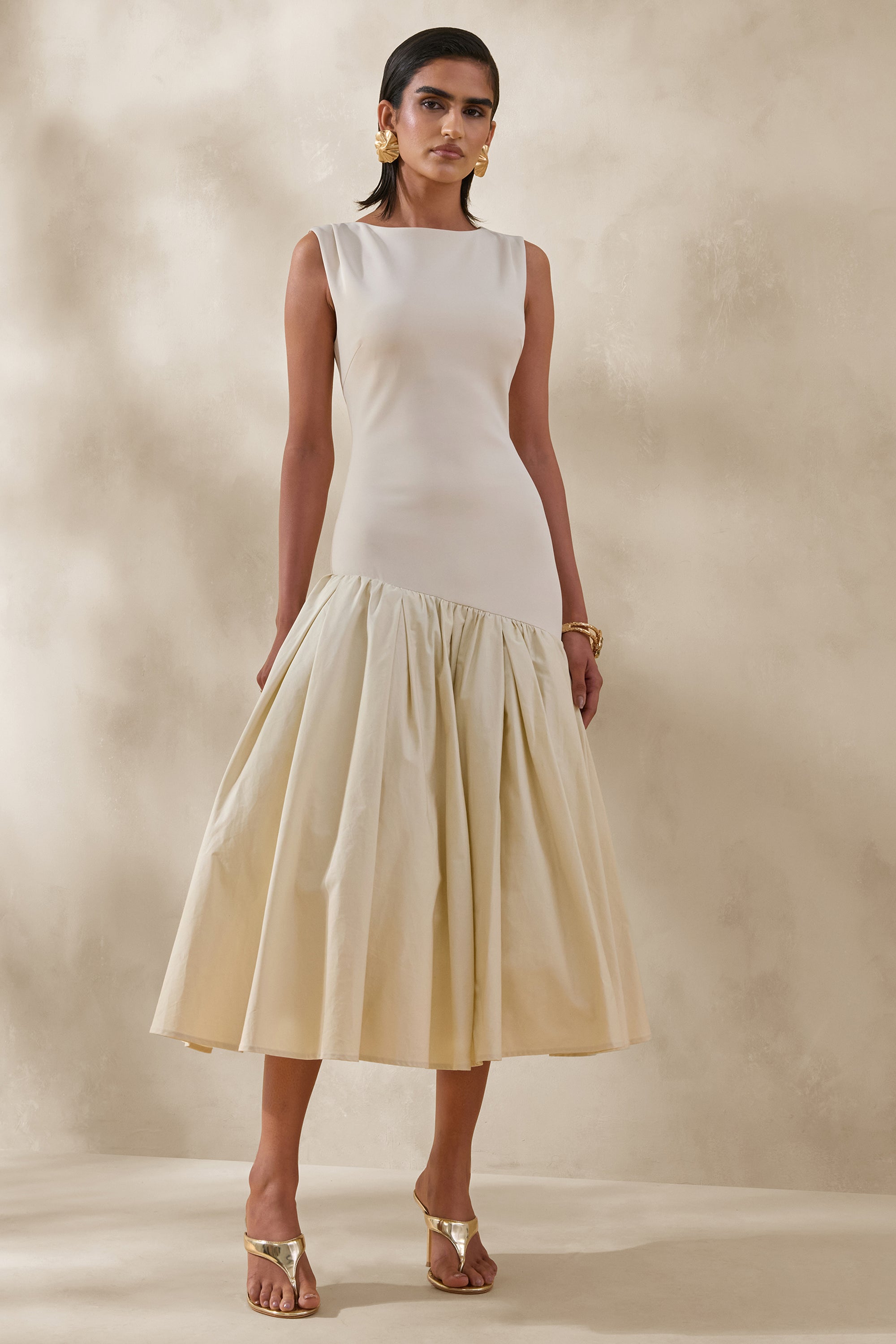 ECM_HR_CL137306111 - Fantasia _ Cream Boat-Neck Midi Dress With Asymmetric Drop-Waist 1.jpg