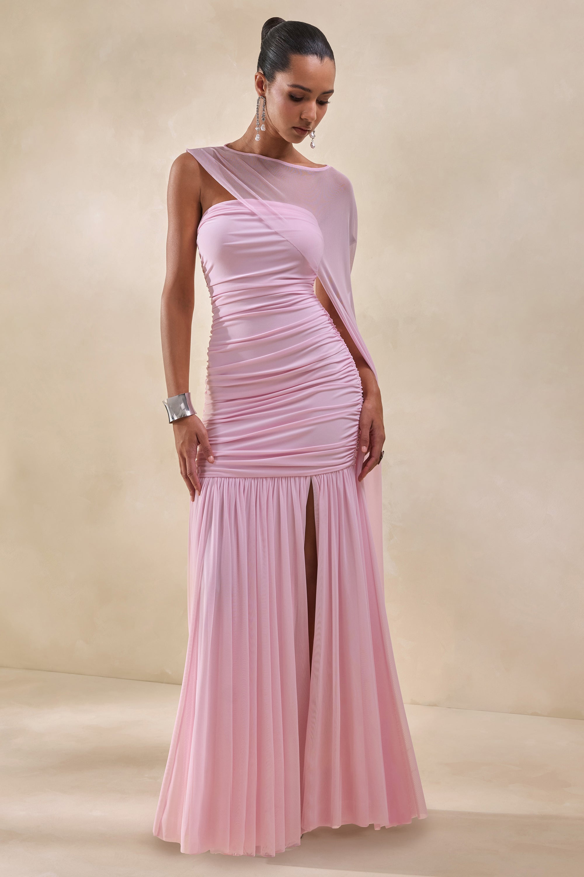 ECM_HR_CL137316084 - Ivanka _ Pink Bandeau Maxi Dress With Cape Sleeve 1.jpg