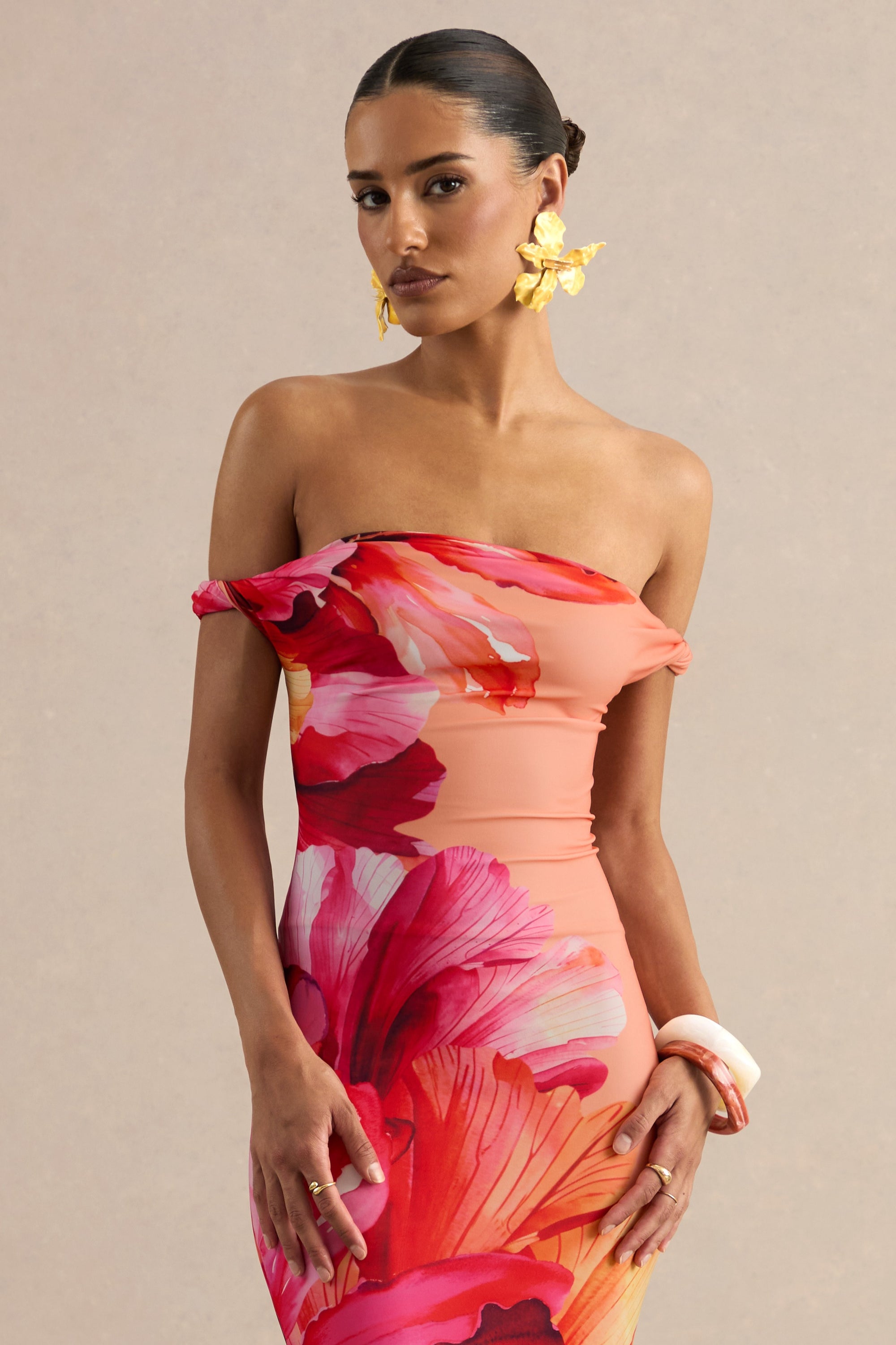 ECM_HR_CL137409080 - Katia | Hot Pink Placement Floral Print Bardot-Neck Maxi Dress 2.jpg