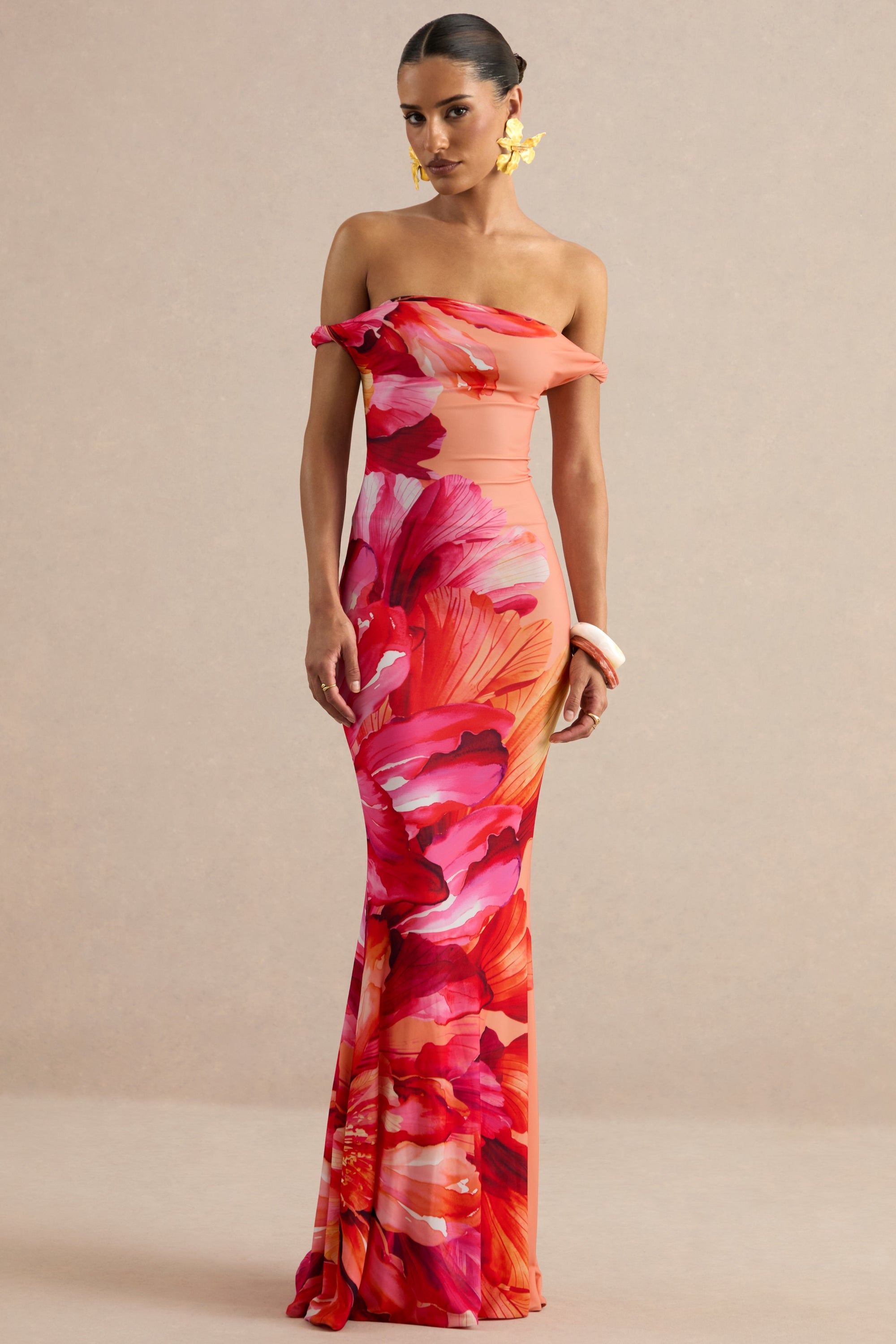 ECM_HR_CL137409080 - Katia | Hot Pink Placement Floral Print Bardot-Neck Maxi Dress 3.jpg