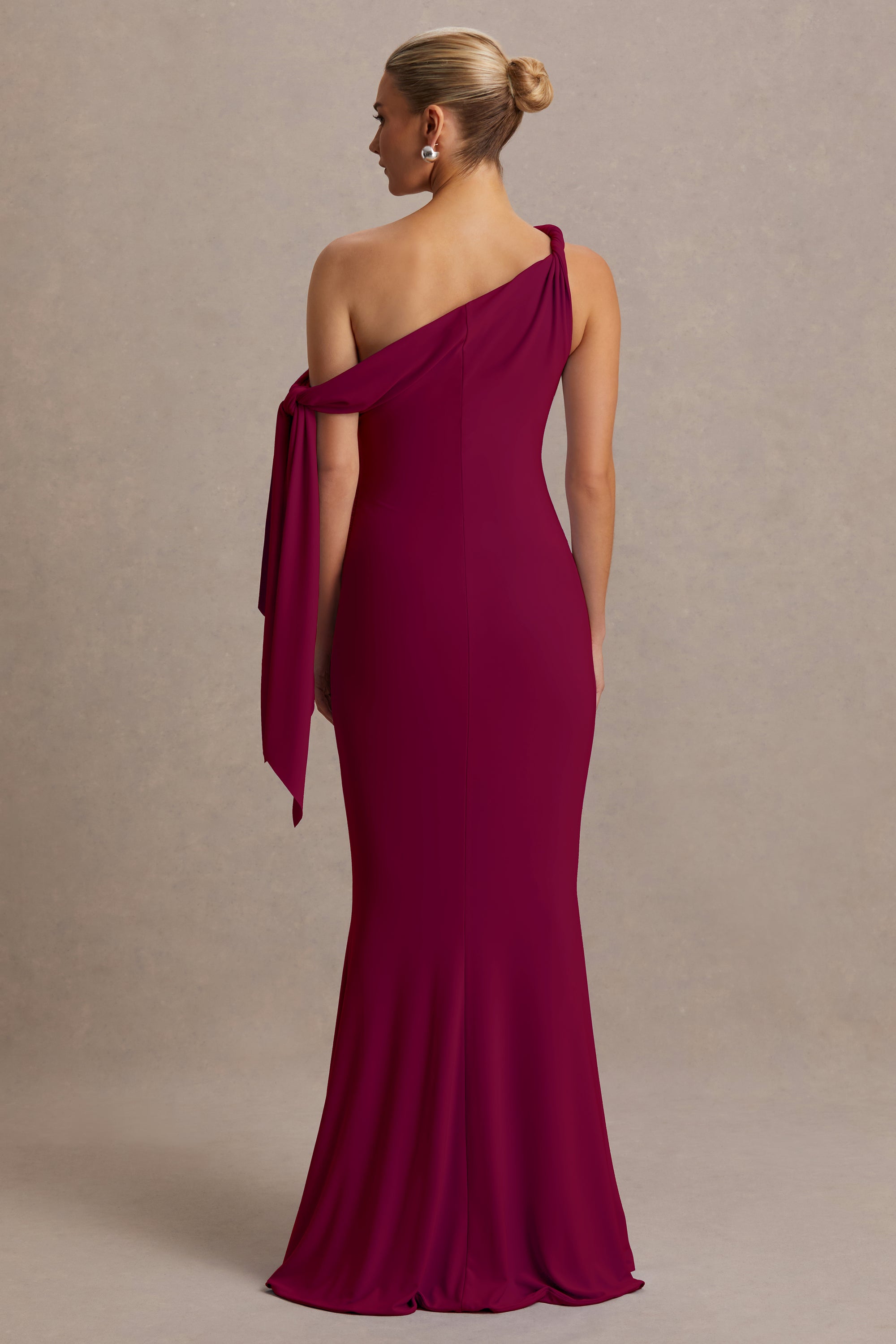 CL137446102 - Orielle | Burgundy Asymmetric-Neck Maxi Dress With Knot-Sleeve And Sash5.jpg