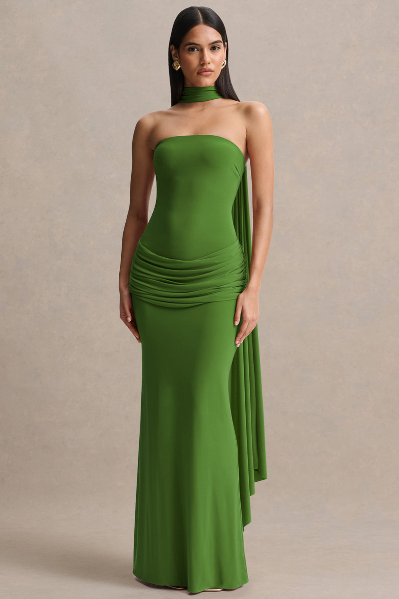 ECM_HR_CL137541037 - Graciella | Green Bandeau Maxi Dress With Draped Detailing And Scarf 09.jpg