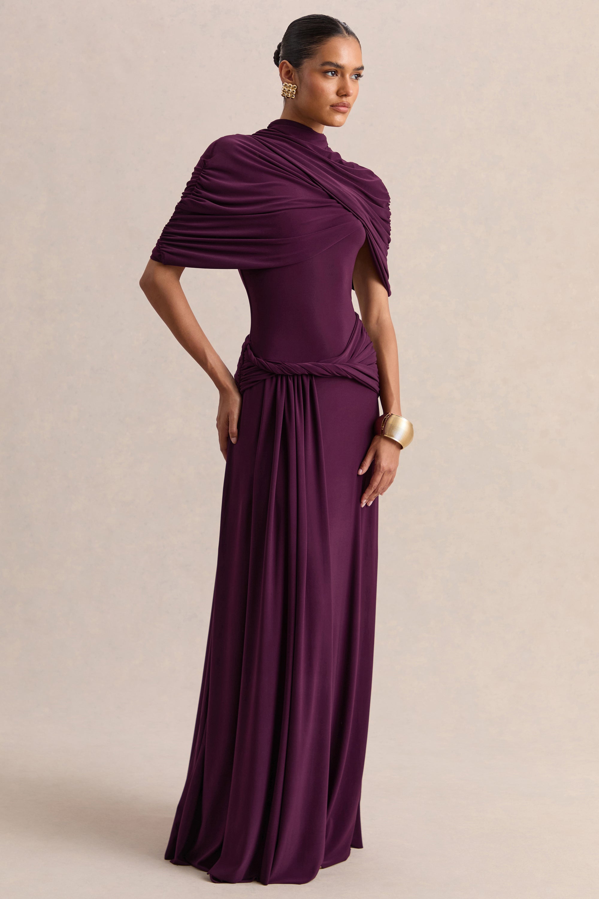 ECM_HR_CL137692090 - Evelisse _ Plum High-Neck Maxi Dress With Short-Cape Sleeves 02.jpg