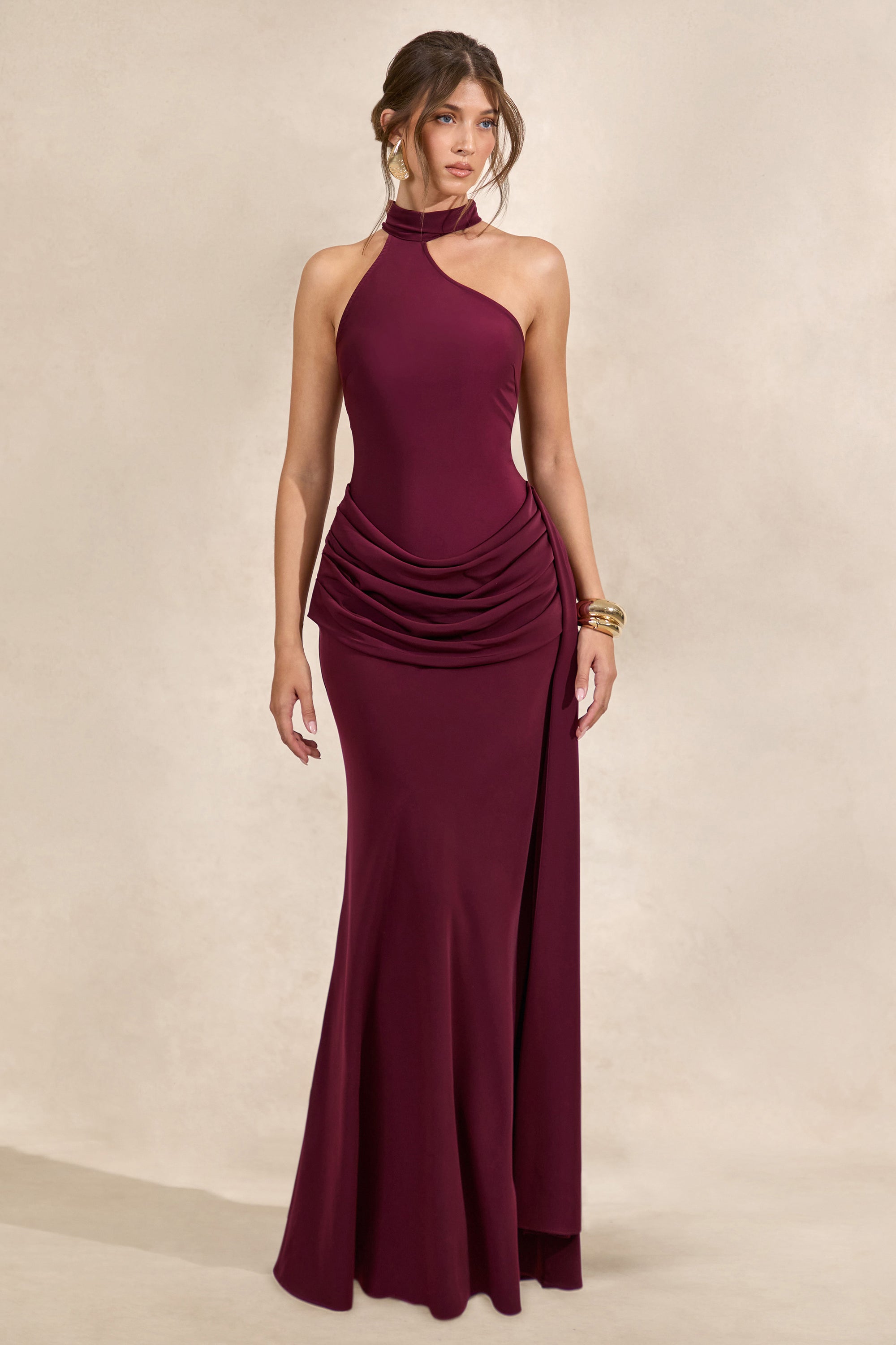 CL137729102 - Aevina _ Burgundy Satin Asymmetric-Neck Maxi Dress With Sash-Detail2.jpg