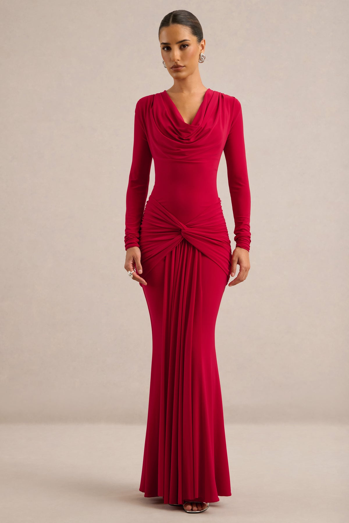 ECM_HR_CL137786100 - Palerma _ Red Draped Cowl-Neck Maxi-Dress With Gathered-Detailing1.jpg
