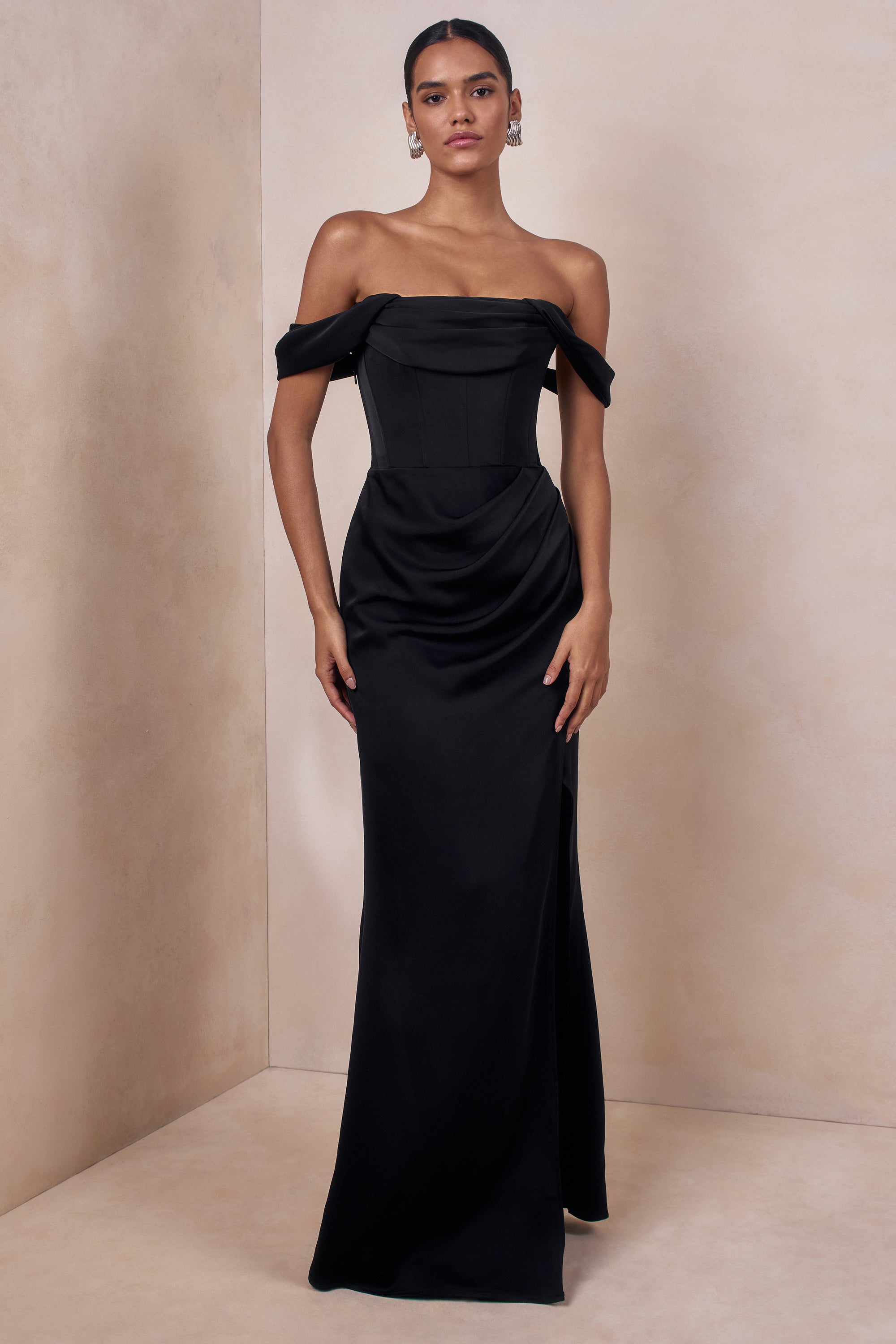 ECM_HR_CL137810001 - Celinea _ Black Satin Bardot-Neck Maxi Dress With Front-High Split 1 (1).jpg