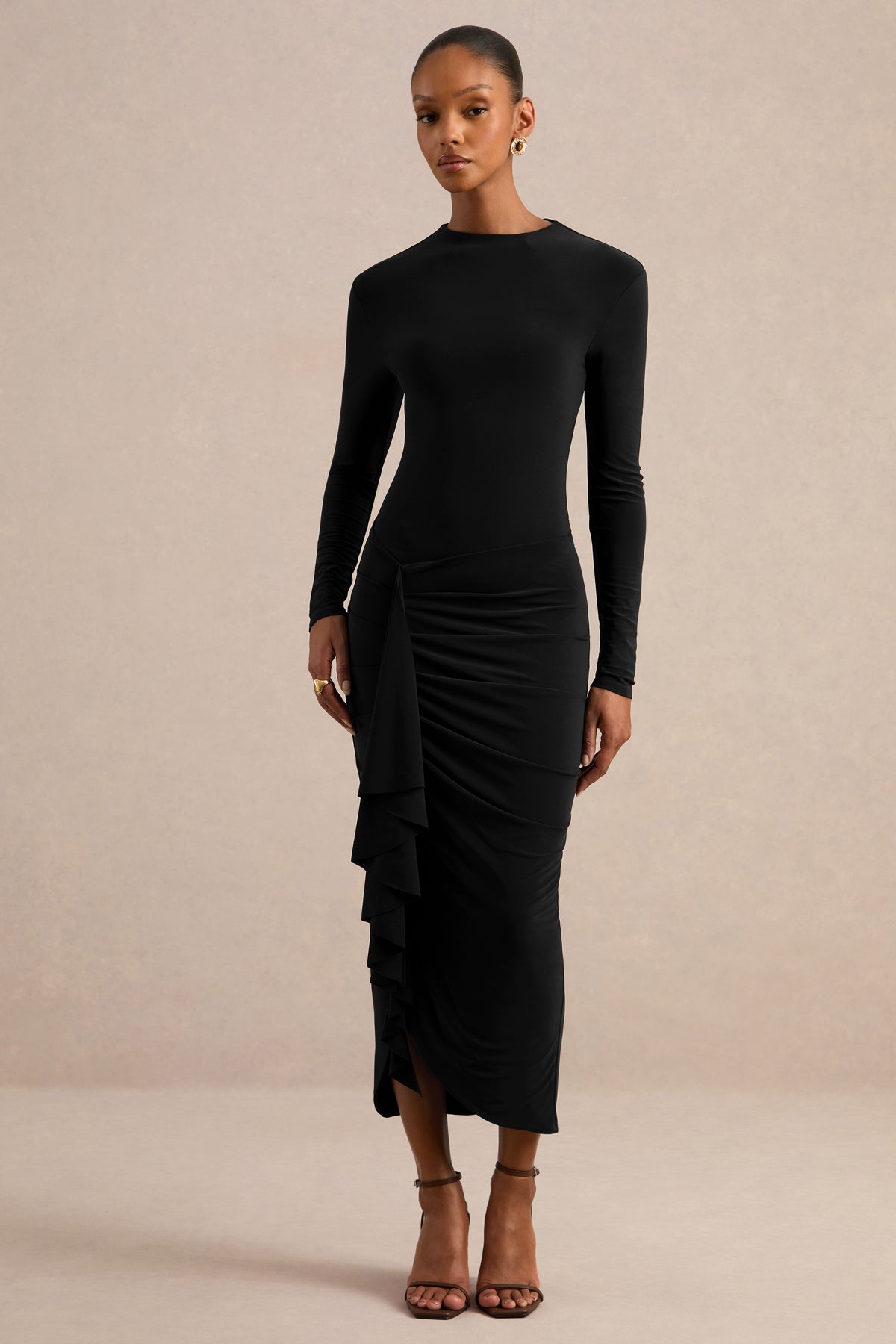 CL137832001 Inessa | Black Midi Skirt With Ruffled Detailing1.jpg