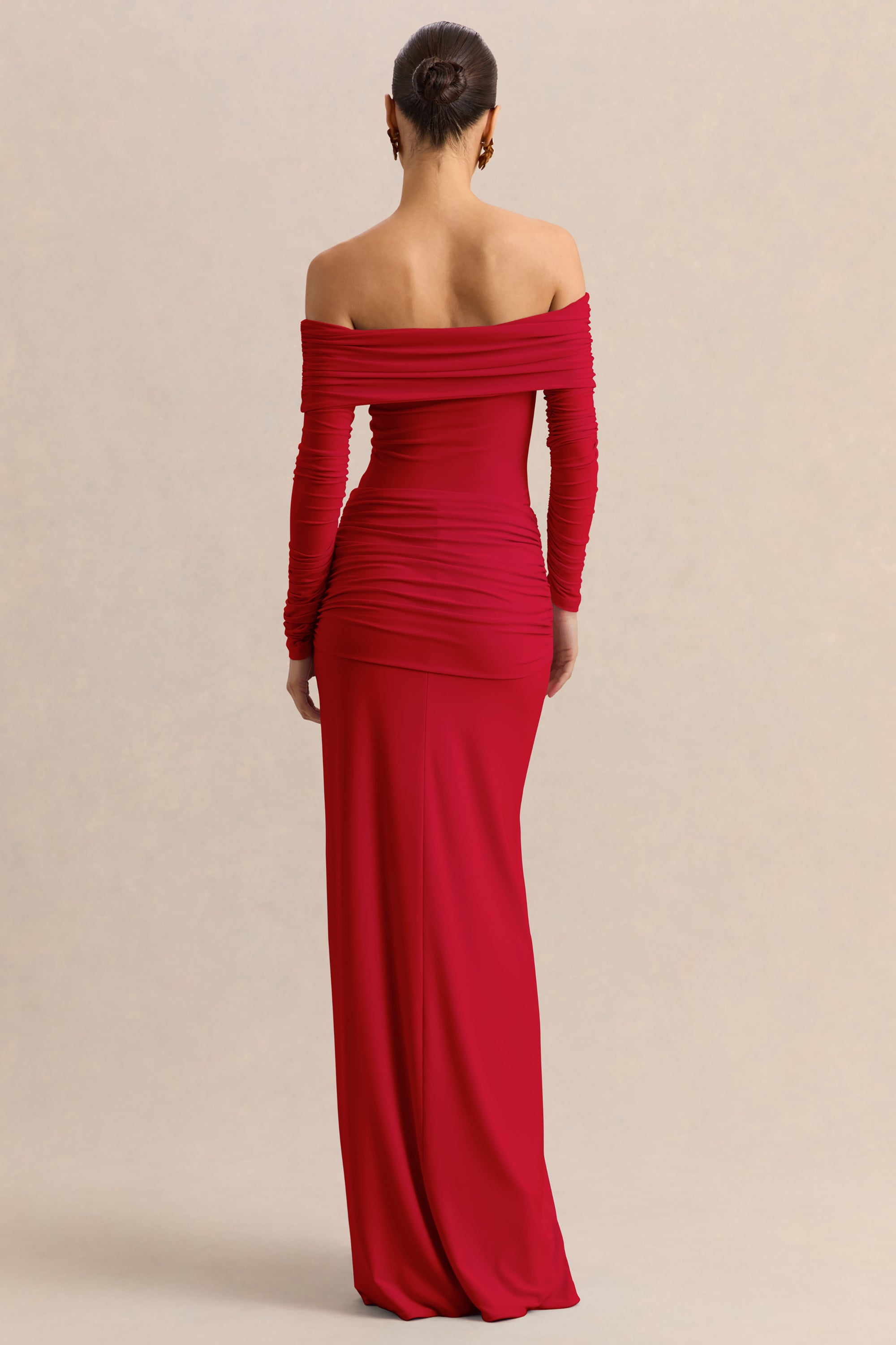 ECM_HR_CL137824100---Helia-_-Red-Bardot-Neck-Bodysuit-With-Ruched-Long-Sleeves-&-CL137840100---Flynne-_-Red-Wrapped-Maxi-Skirt-With-Sash_-11.jpg