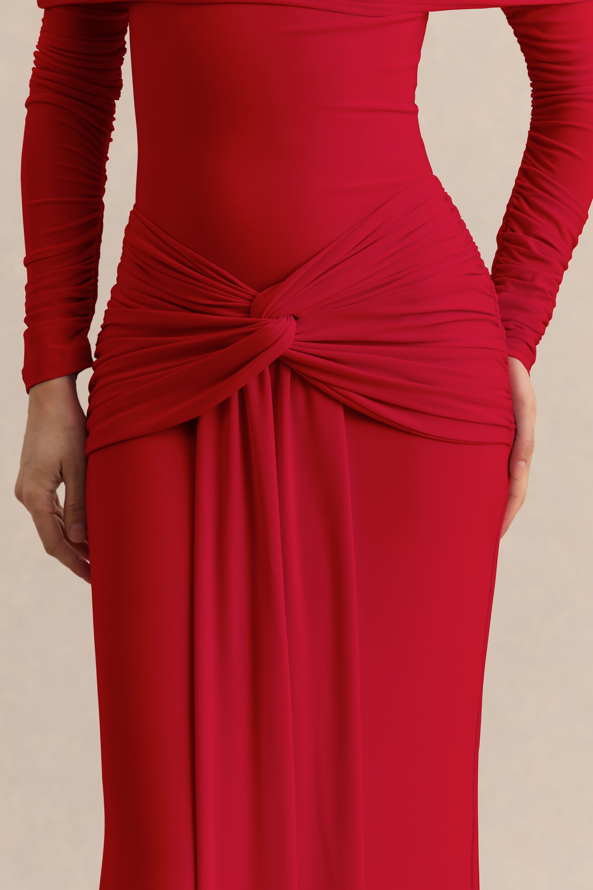 ECM_HR_CL137824100---Helia-_-Red-Bardot-Neck-Bodysuit-With-Ruched-Long-Sleeves-&-CL137840100---Flynne-_-Red-Wrapped-Maxi-Skirt-With-Sash_-9.jpg