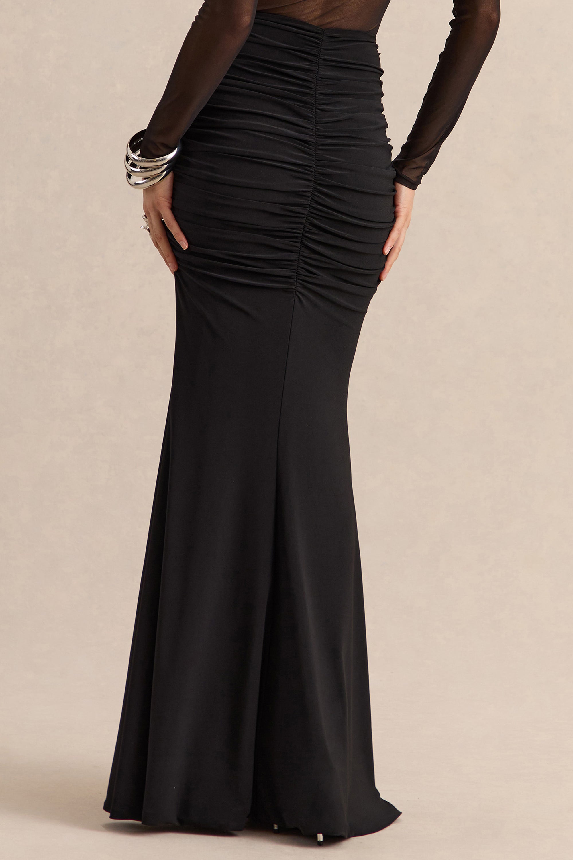 ECM_HR_CL137843001 - Iskra | Black Extreme Ruffled Maxi Skirt + CL137826001 - Maira | Black Mesh Bardot-Neck Bodysuit 2 copy.jpg