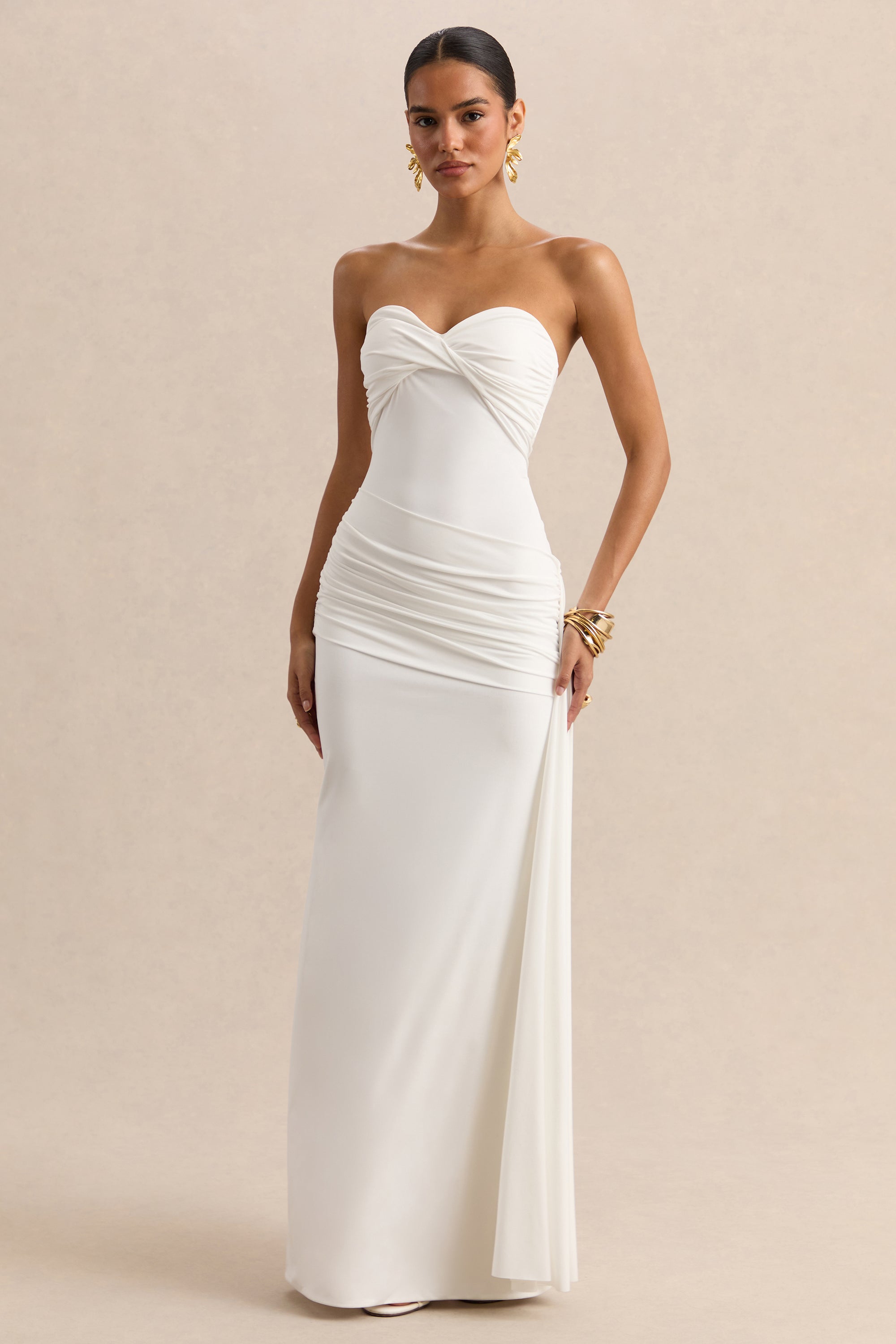 ECM_HR-CL137847110 - Liramine - White Bandeau Maxi-Dress With Gathered-Detailing And Sash 02.jpg