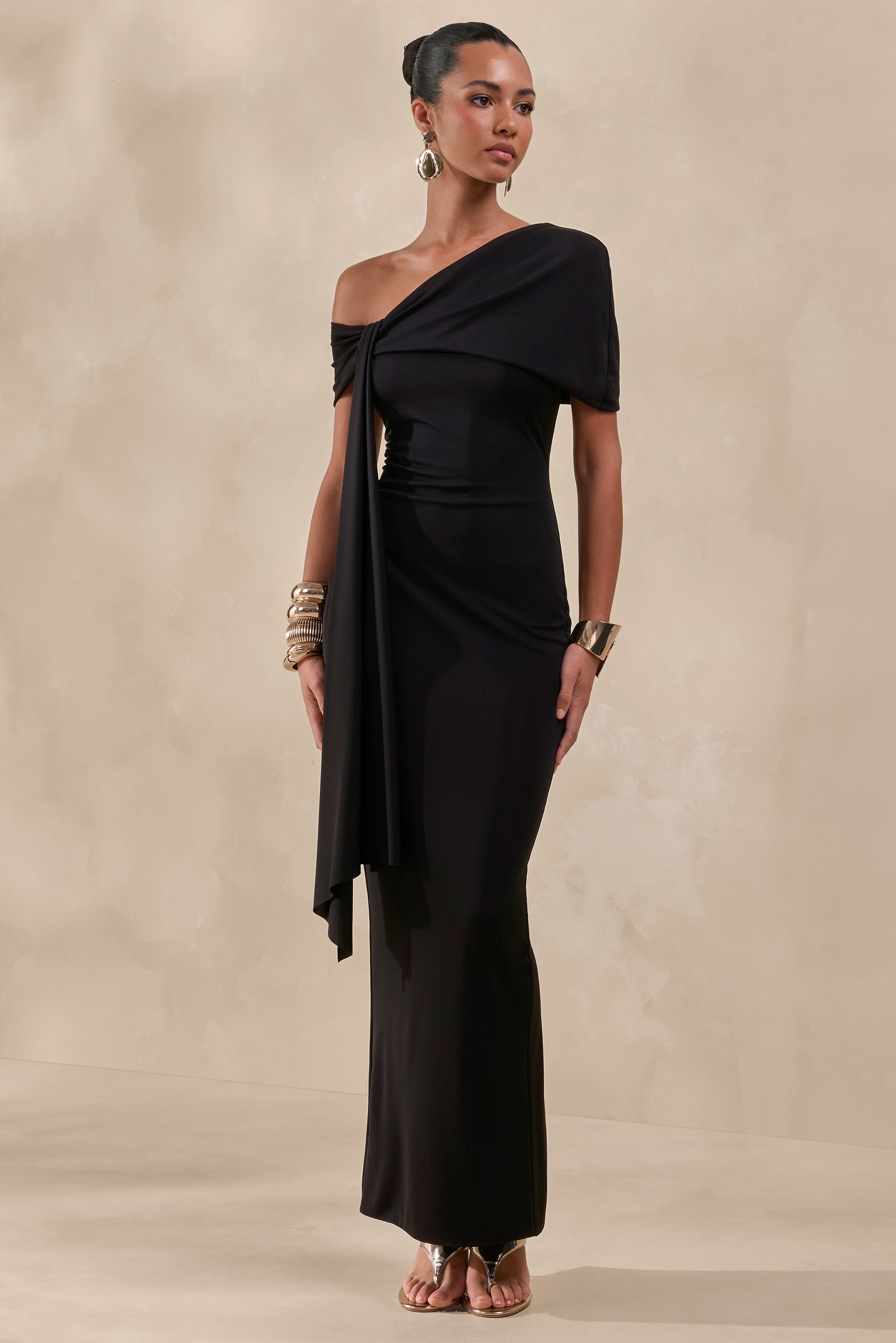 CL137866001 - Esalina _ Black Asymmetric-Neck Maxi Dress With Sash0.jpg