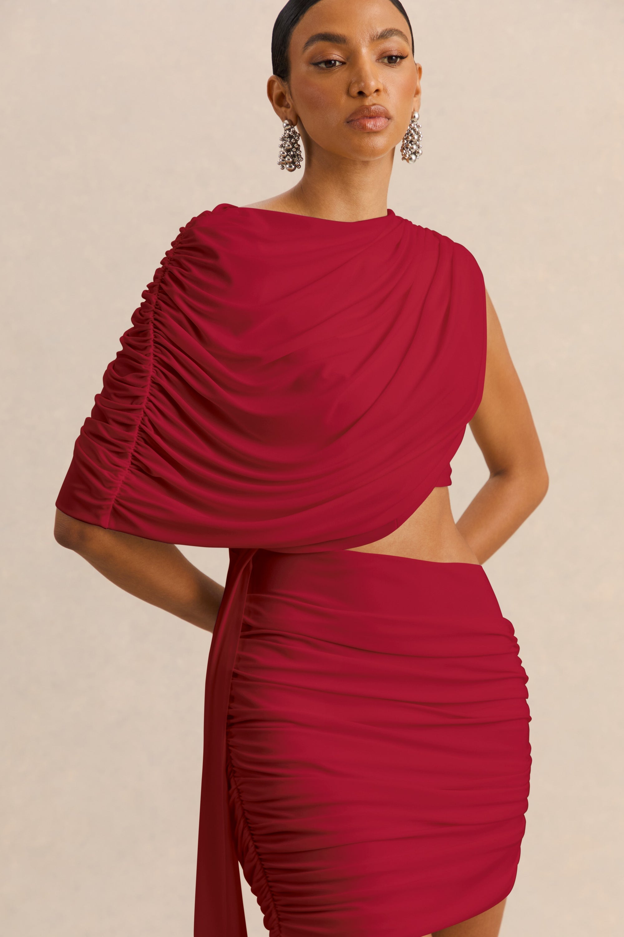 ECM_HR_CL137890100_Danellia | Red Round-Neck Mini Dress With Cut-Out Detail And Sash - 29.jpg