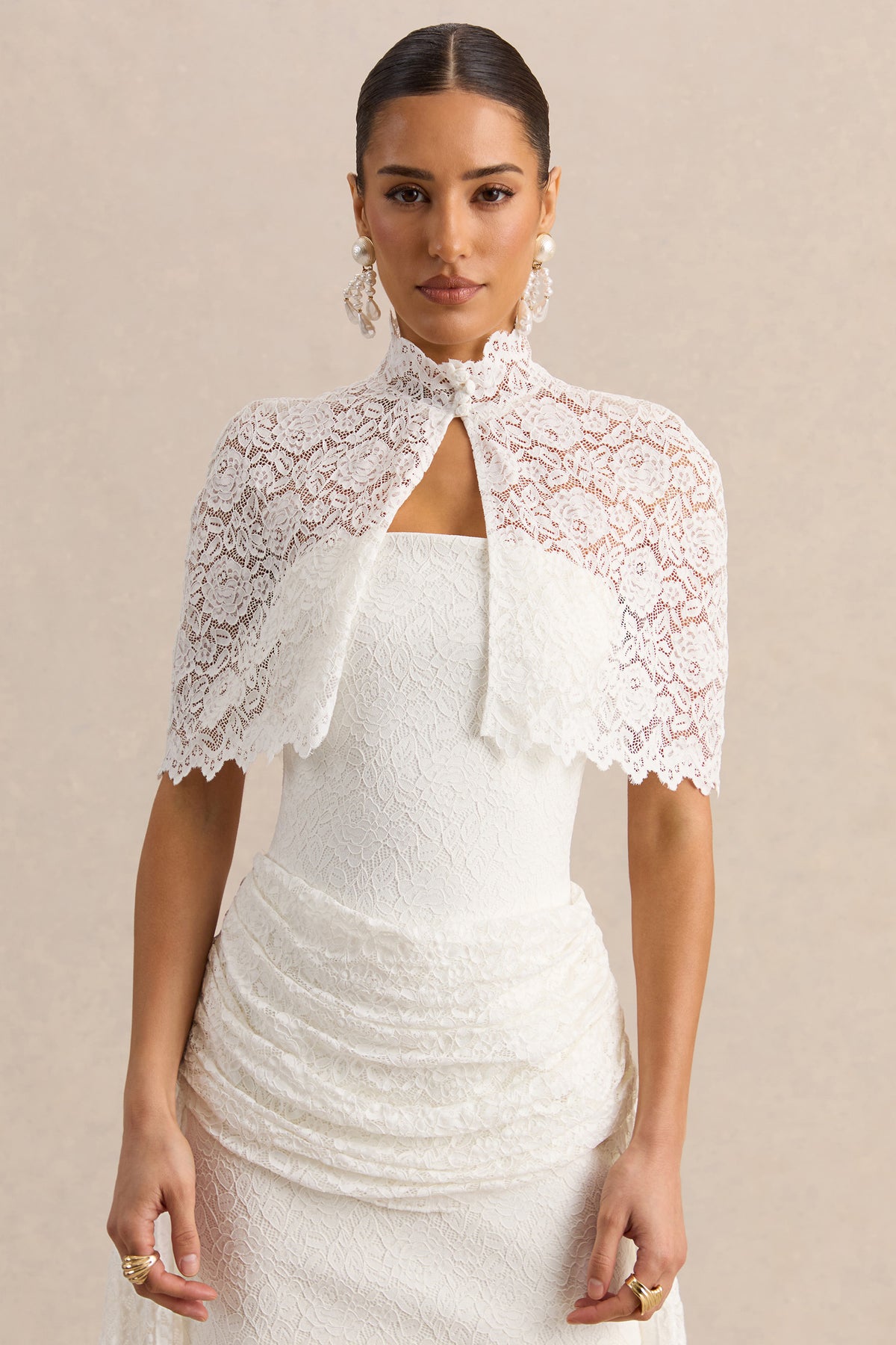 ECM_HR_CL137805110  - Milavia - White Lace High-Neck Mini Dress With Wrap & Sash Detail 3.jpg