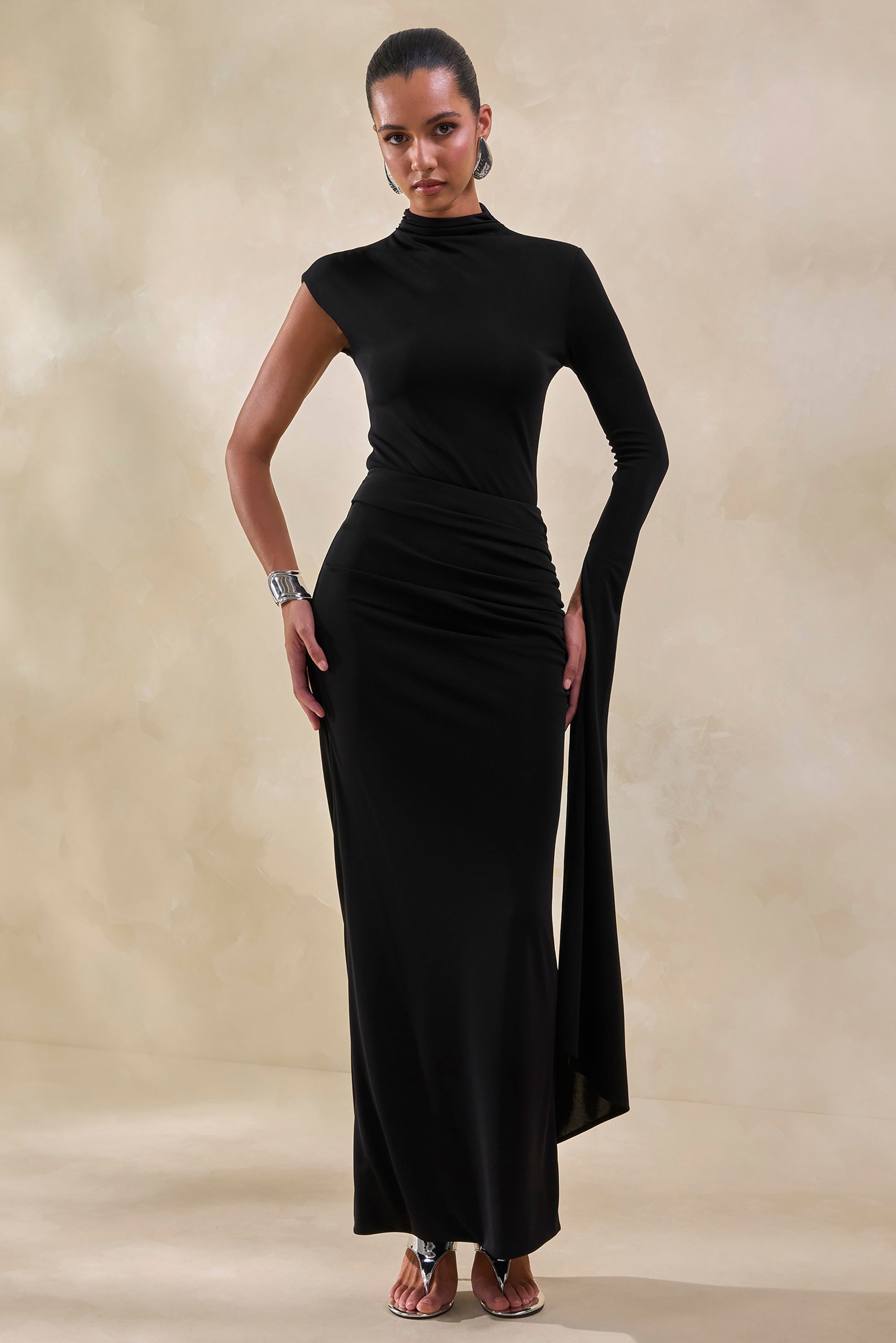 ECM_HR_CL137950001---Adessa-_-Black-Asymmetric-Waist-Ruched-Maxi-Skirt-+-CL137946001---Ellora-_-Black-High-Neck-One-Sleeve-Bodysuit-0.jpg